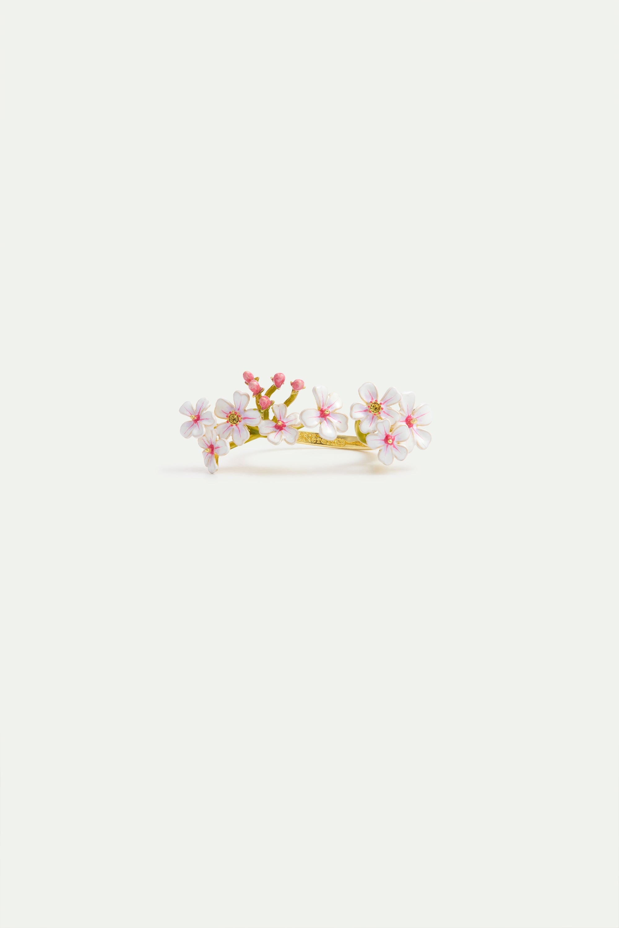 Bague ajustable aubépines blanches et roses