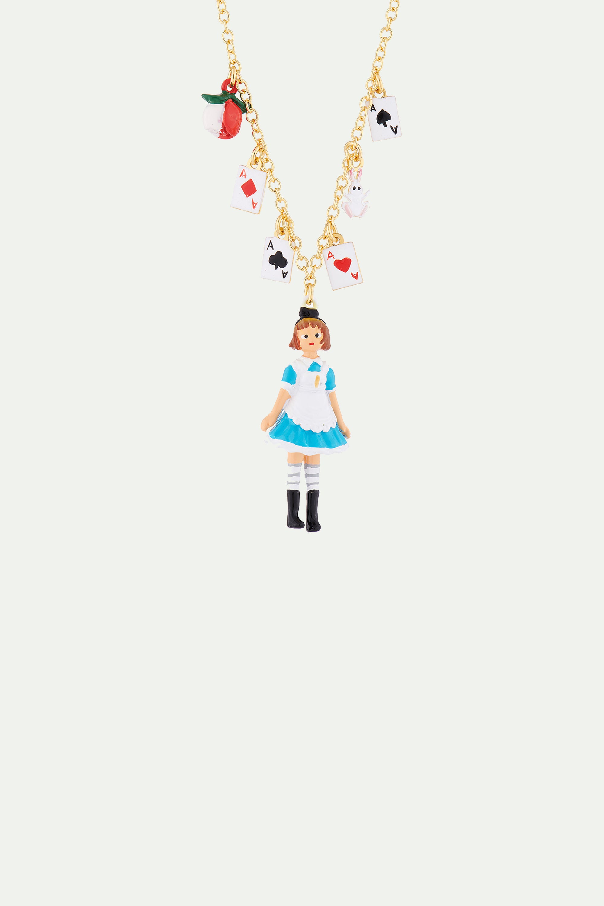 Collier pendentif alice et jeu de carte
