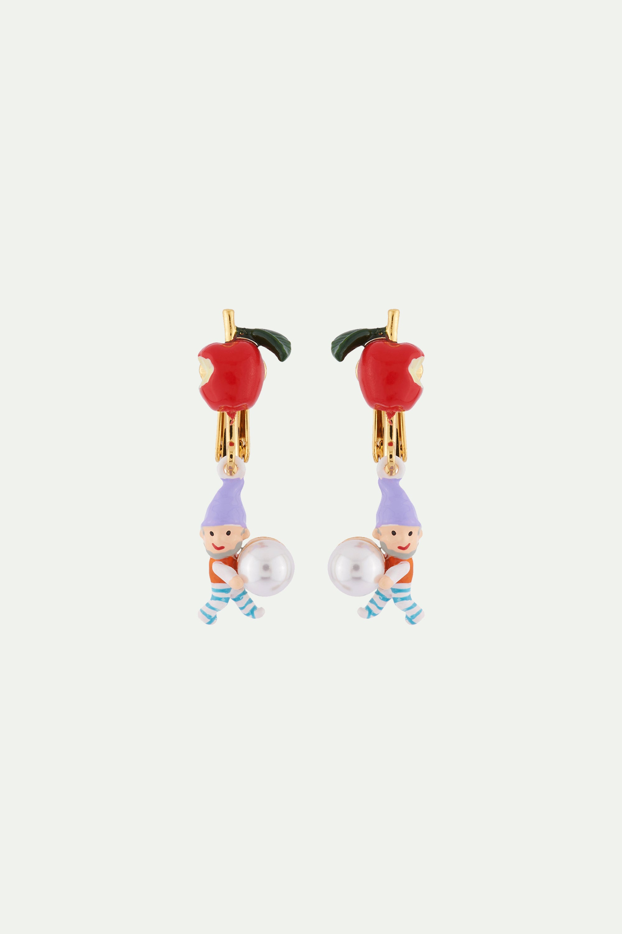 BOUCLES D'OREILLES CLIPS PETITE POMME, NAIN ET PERLE