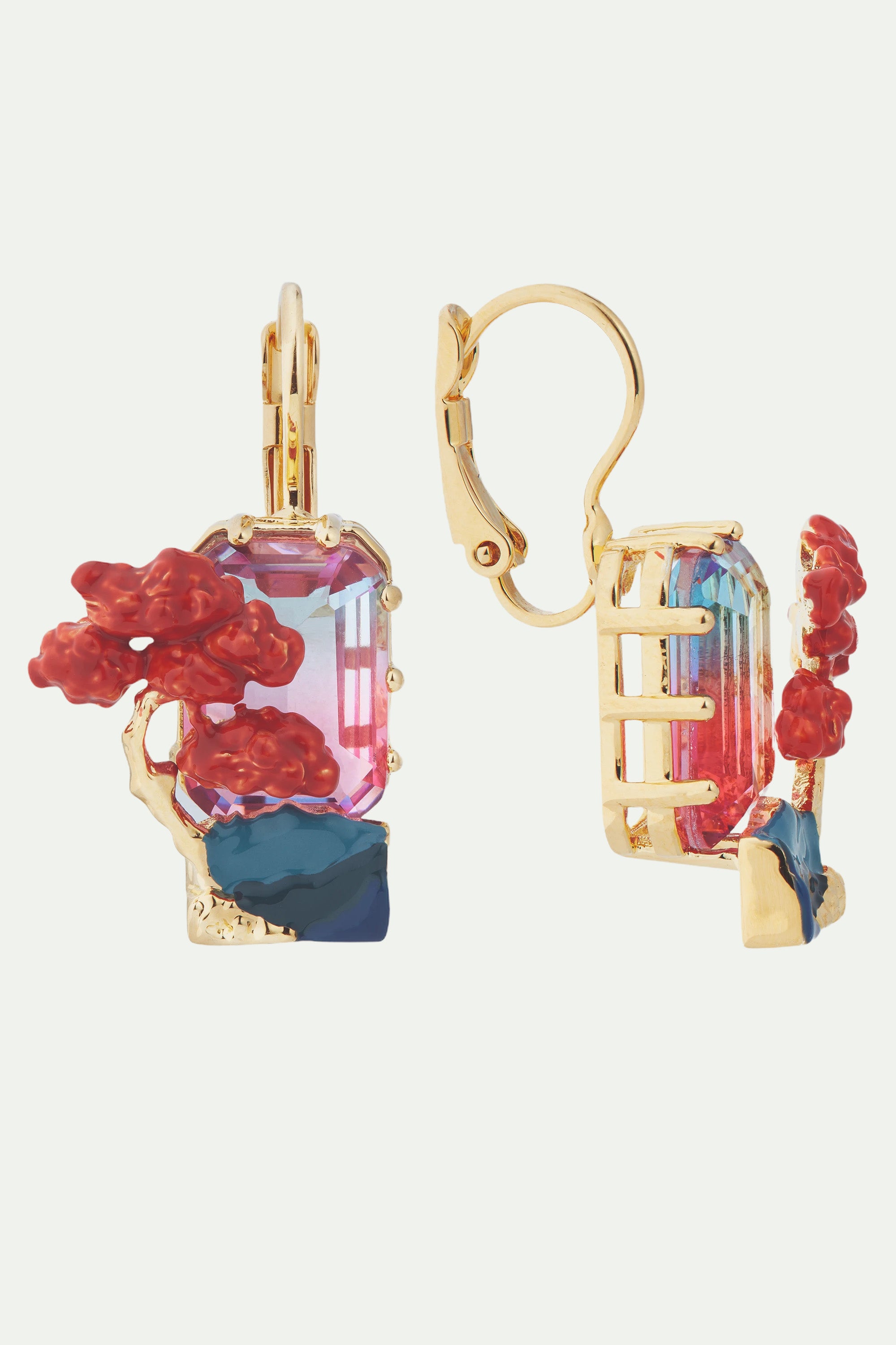 Boucles d'oreilles dormeuses soleil-levant et érable