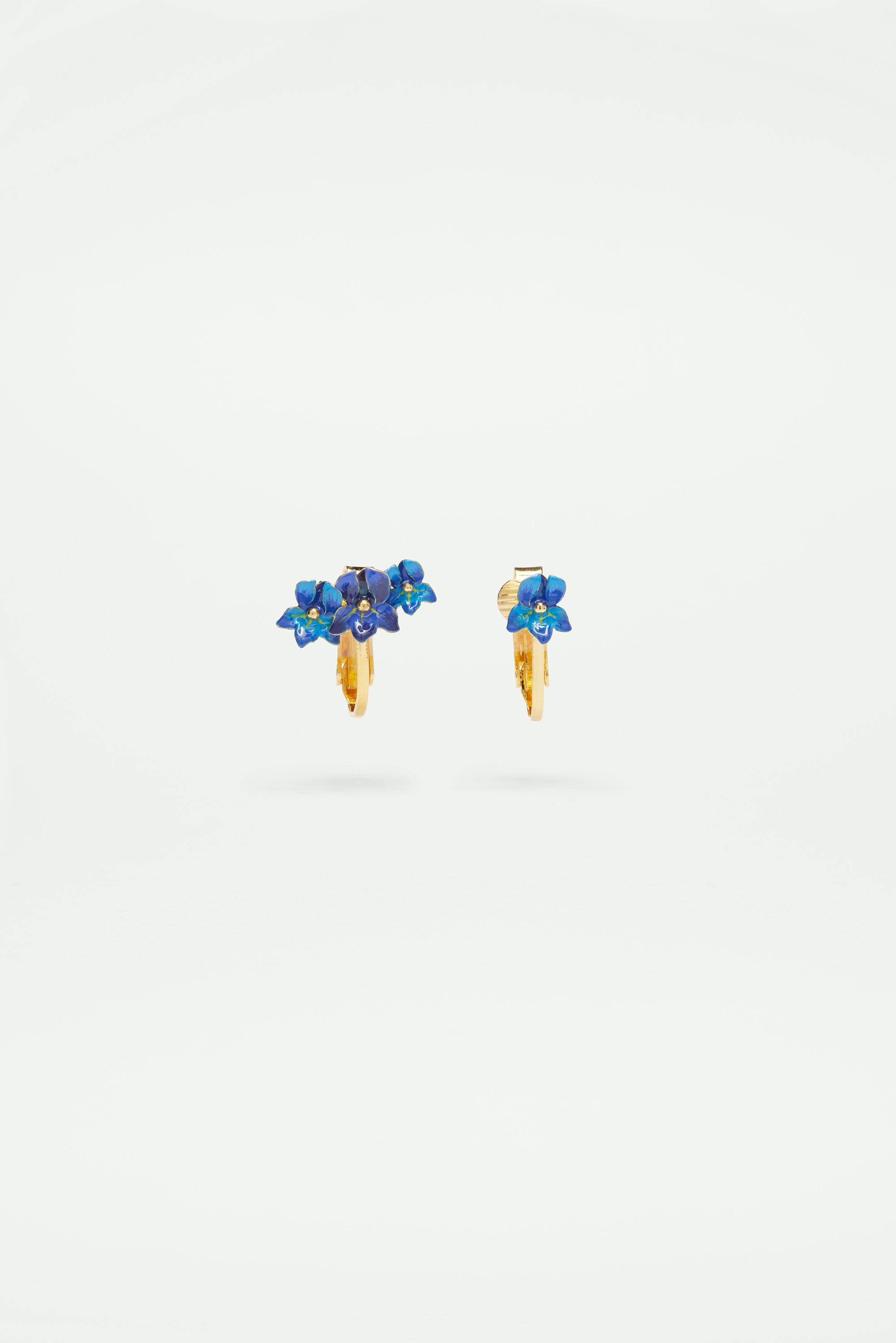 Boucles d'oreilles puces asymétriques Iris de Sibérie