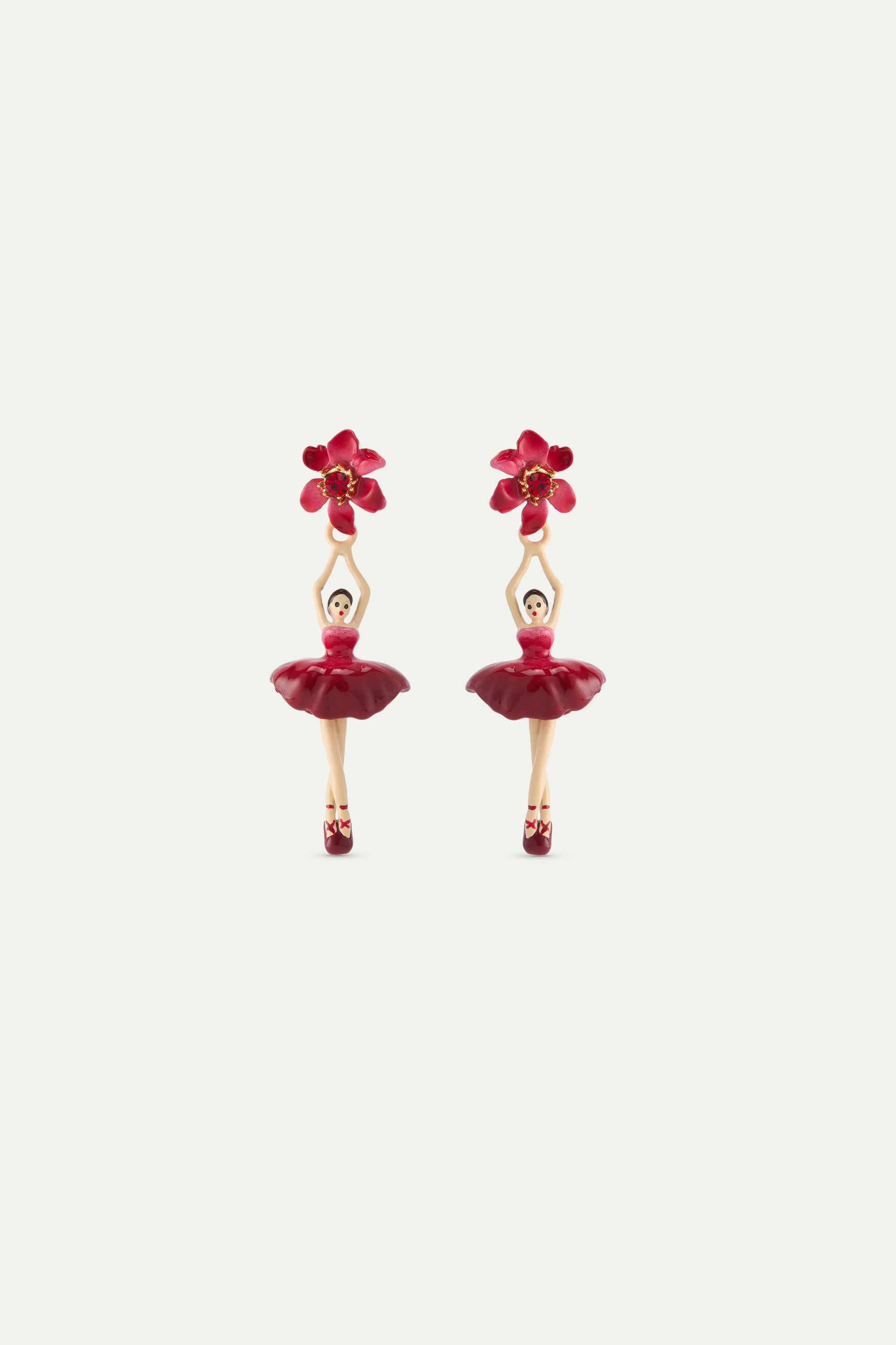 Ballerina and pink clematis earrings