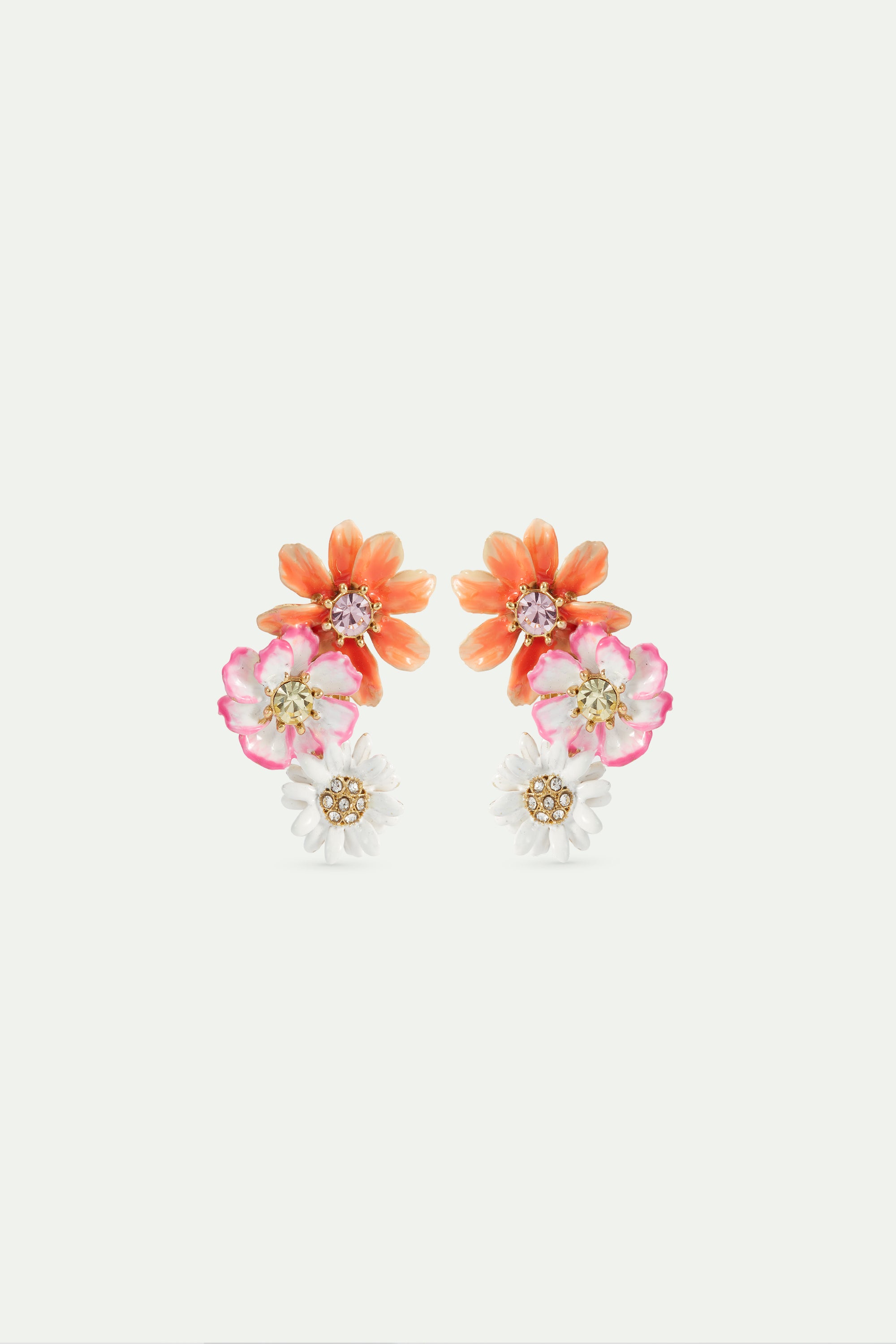 Boucles d'oreilles fleurs pâquerettes et zinnias