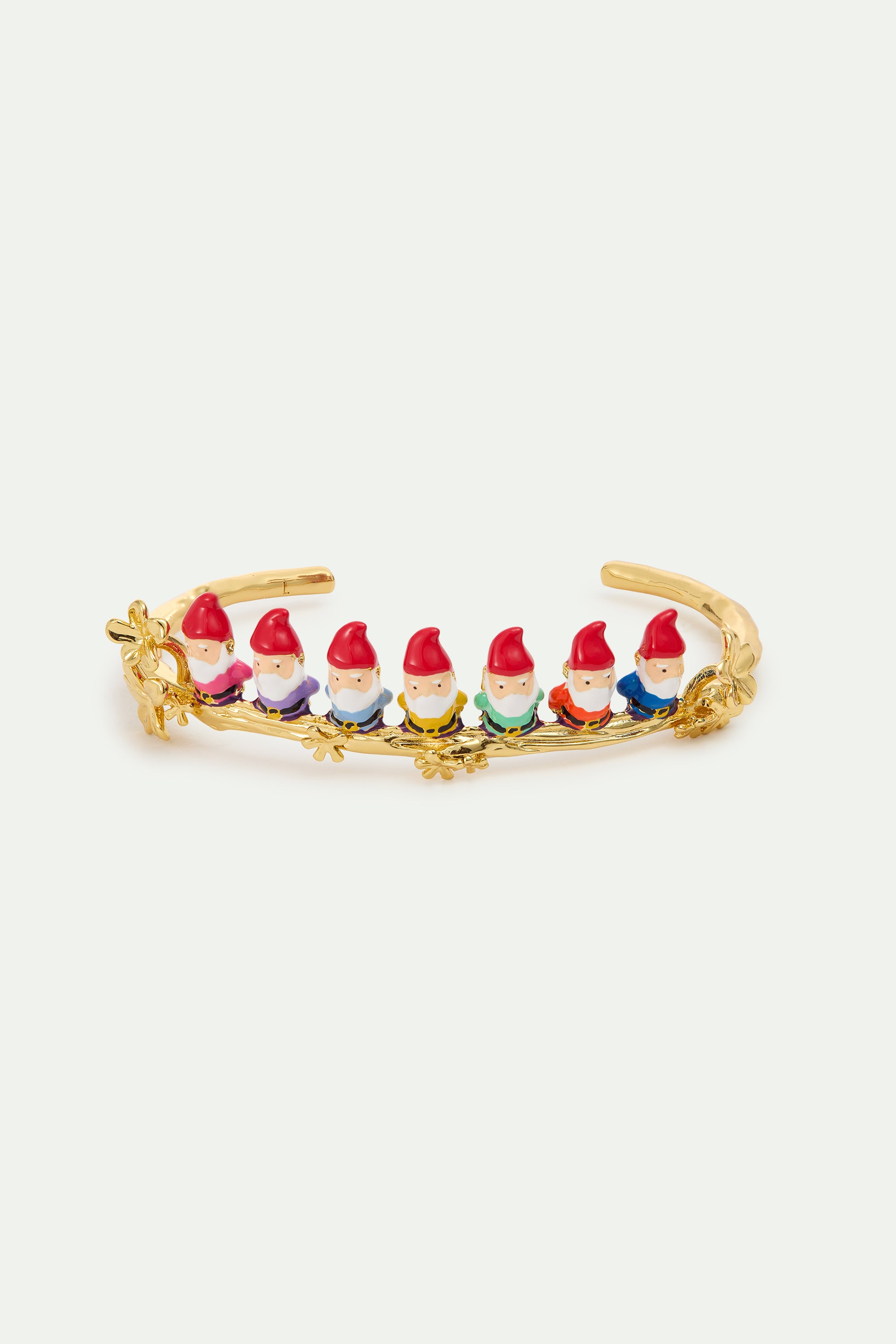 Bracelet jonc les Sept Nains et fleurs dorées