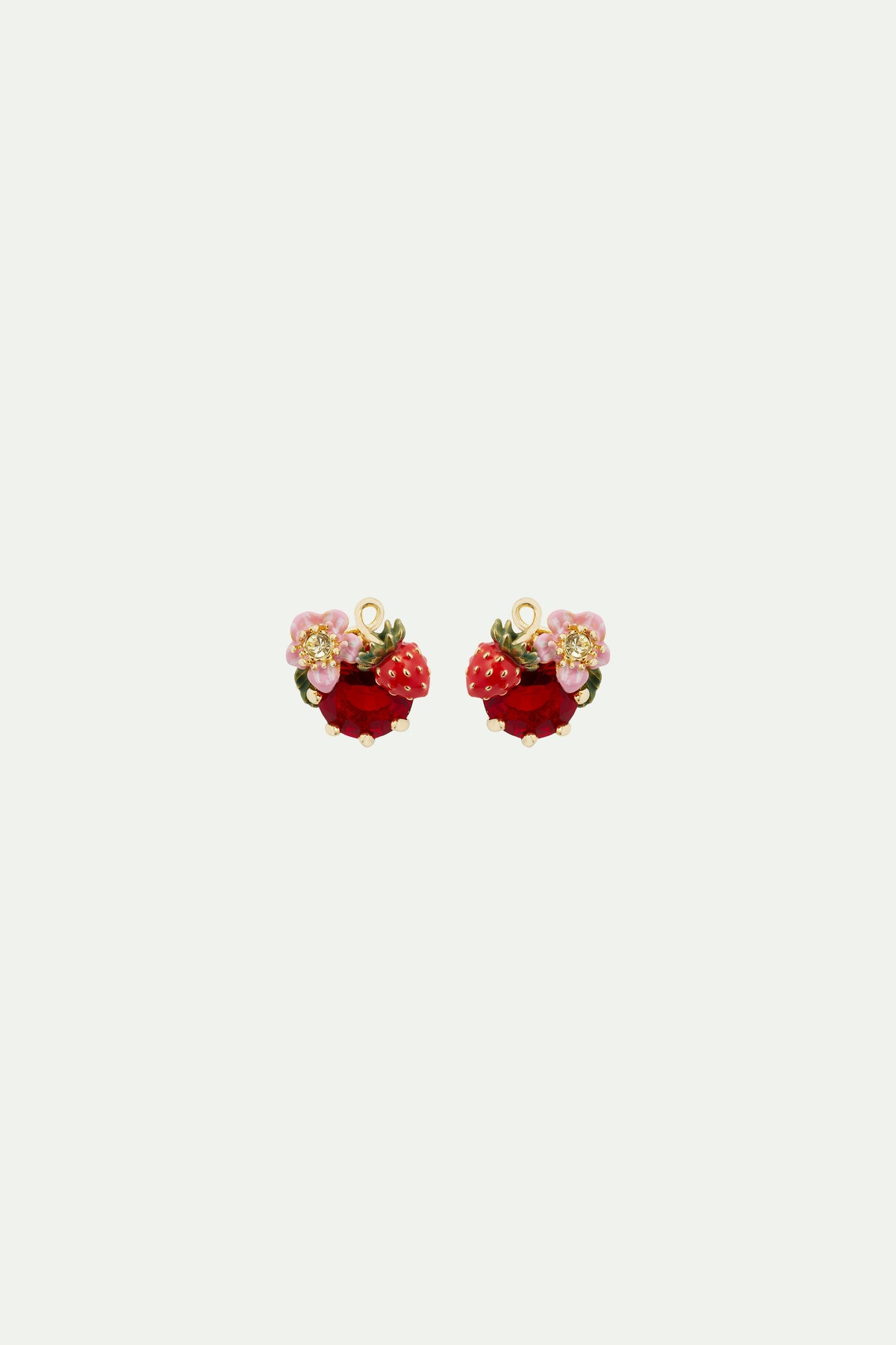 Wild strawberry and red stone earrings