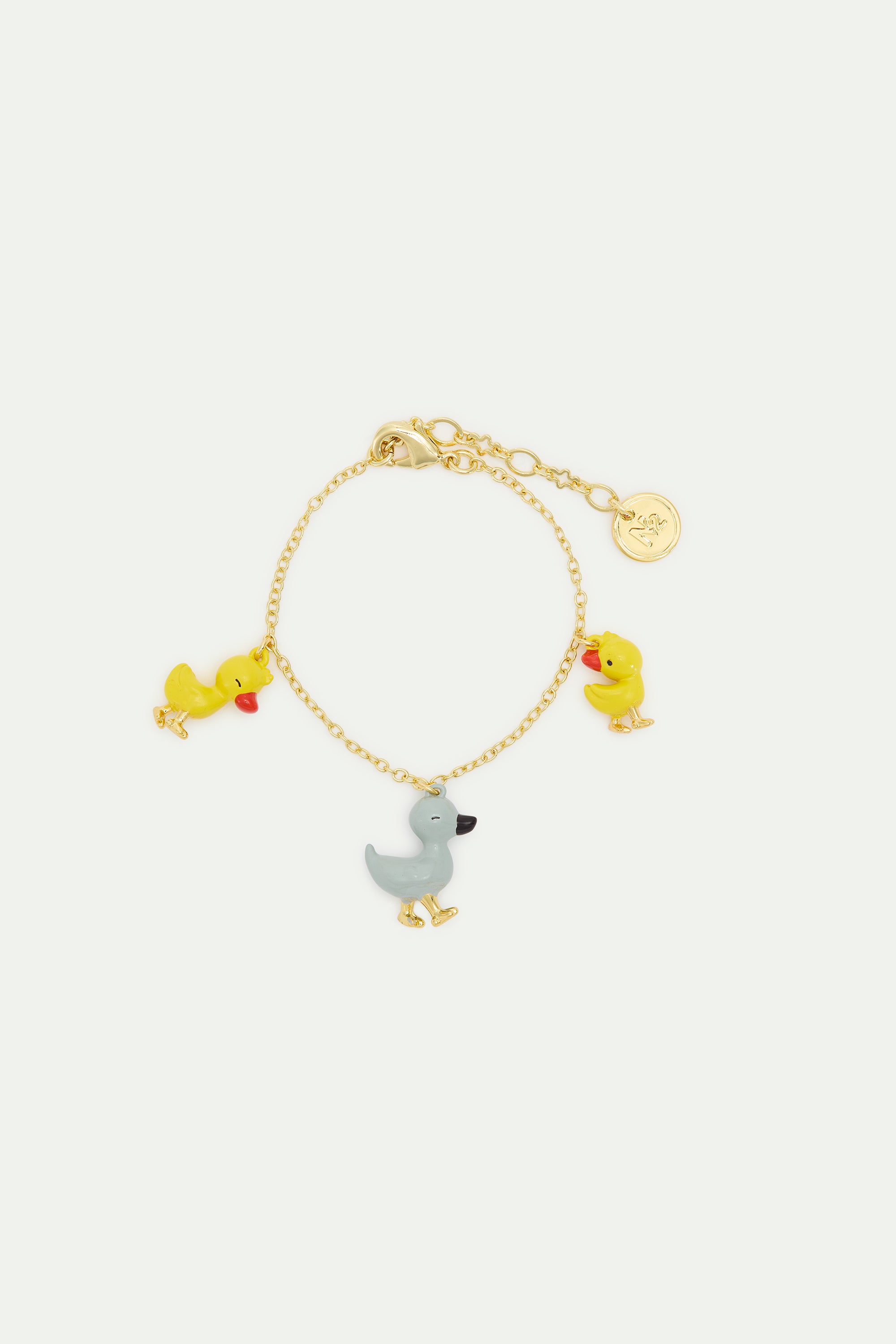 Bracelet fin charm's Petits Canards jaune et bleu