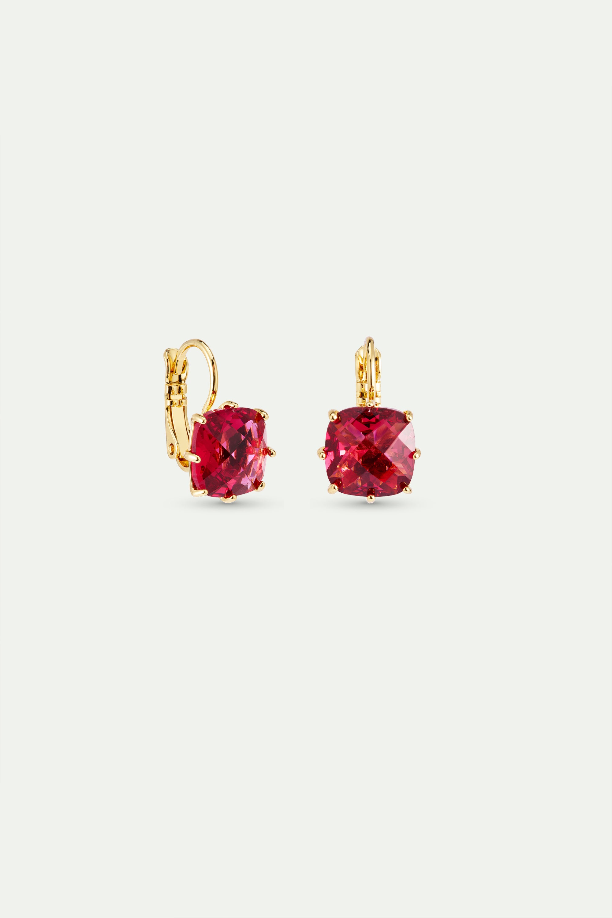 Boucles d'oreilles dormeuses pierre carrée La Diamantine Rosa Centifolia