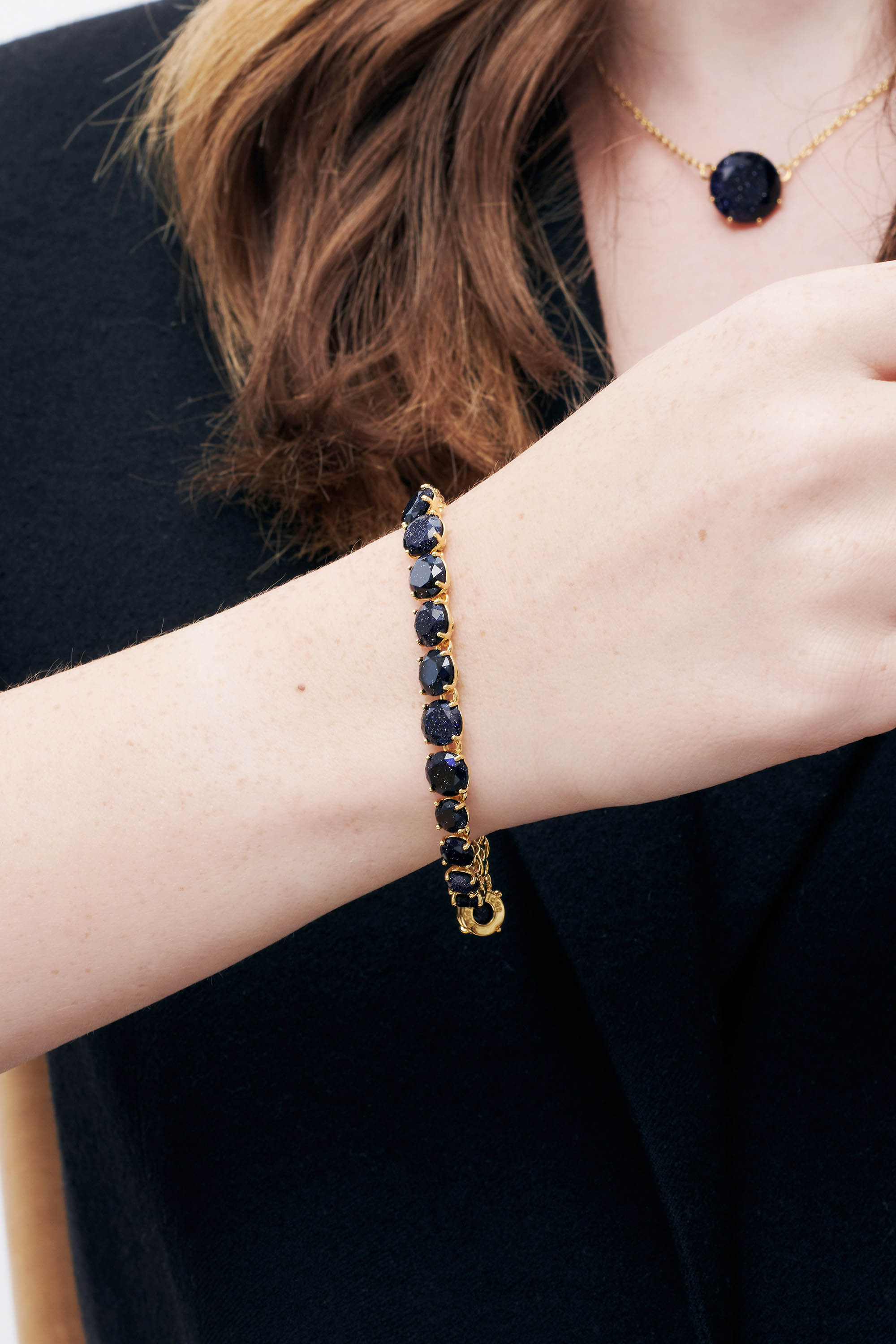 Bracelet luxe un rang la diamantine bleu nuit pailleté