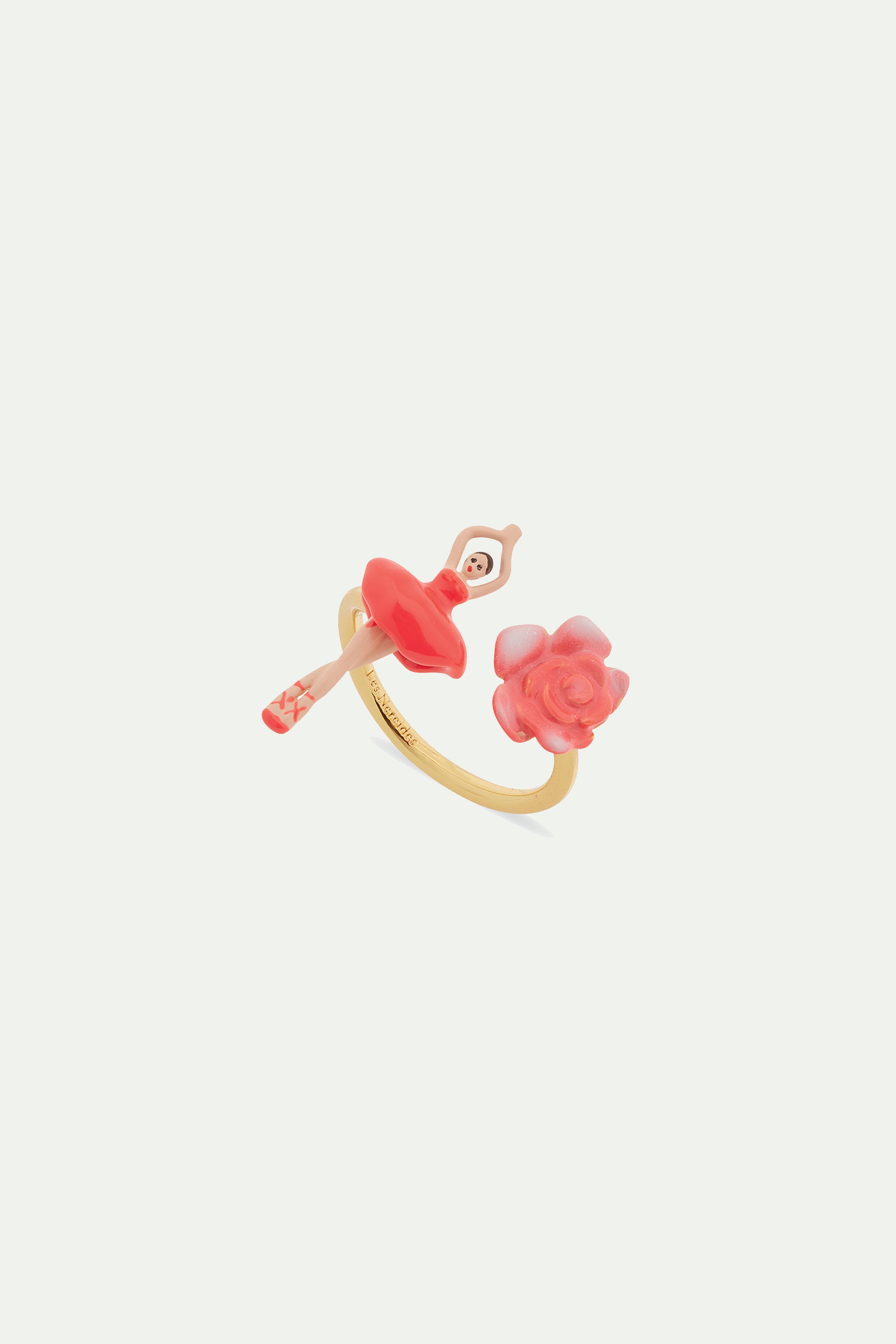 Mini pas de deux and rosebud adjustable ring