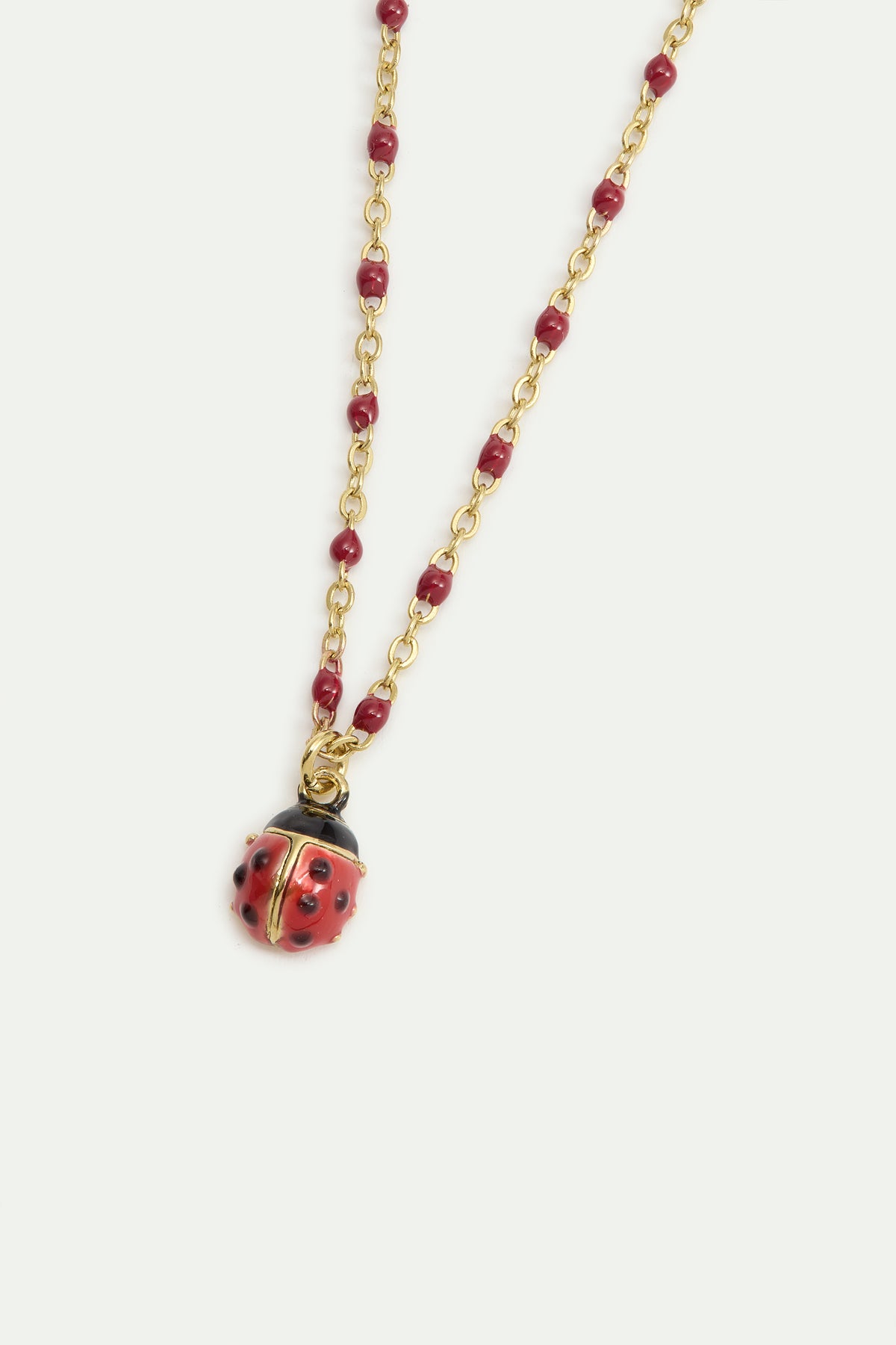 Collier pendentif Coccinelle rouge et noire