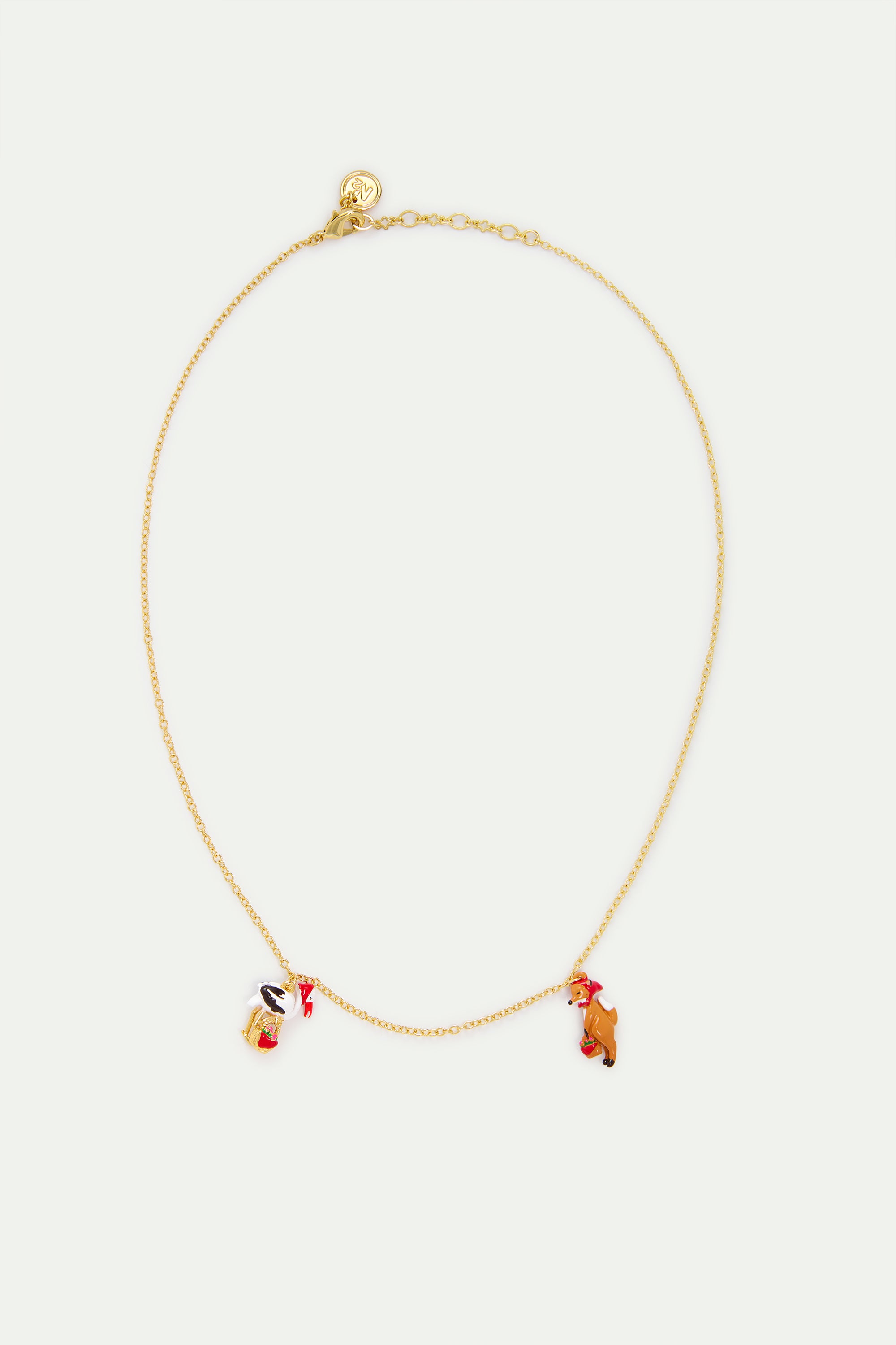 Collier fin le Renard et la Cigogne