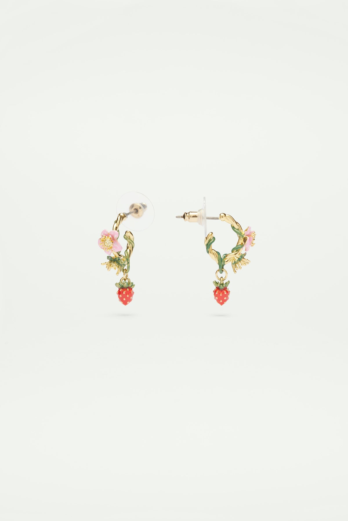 Wild strawberry post hoop earrings