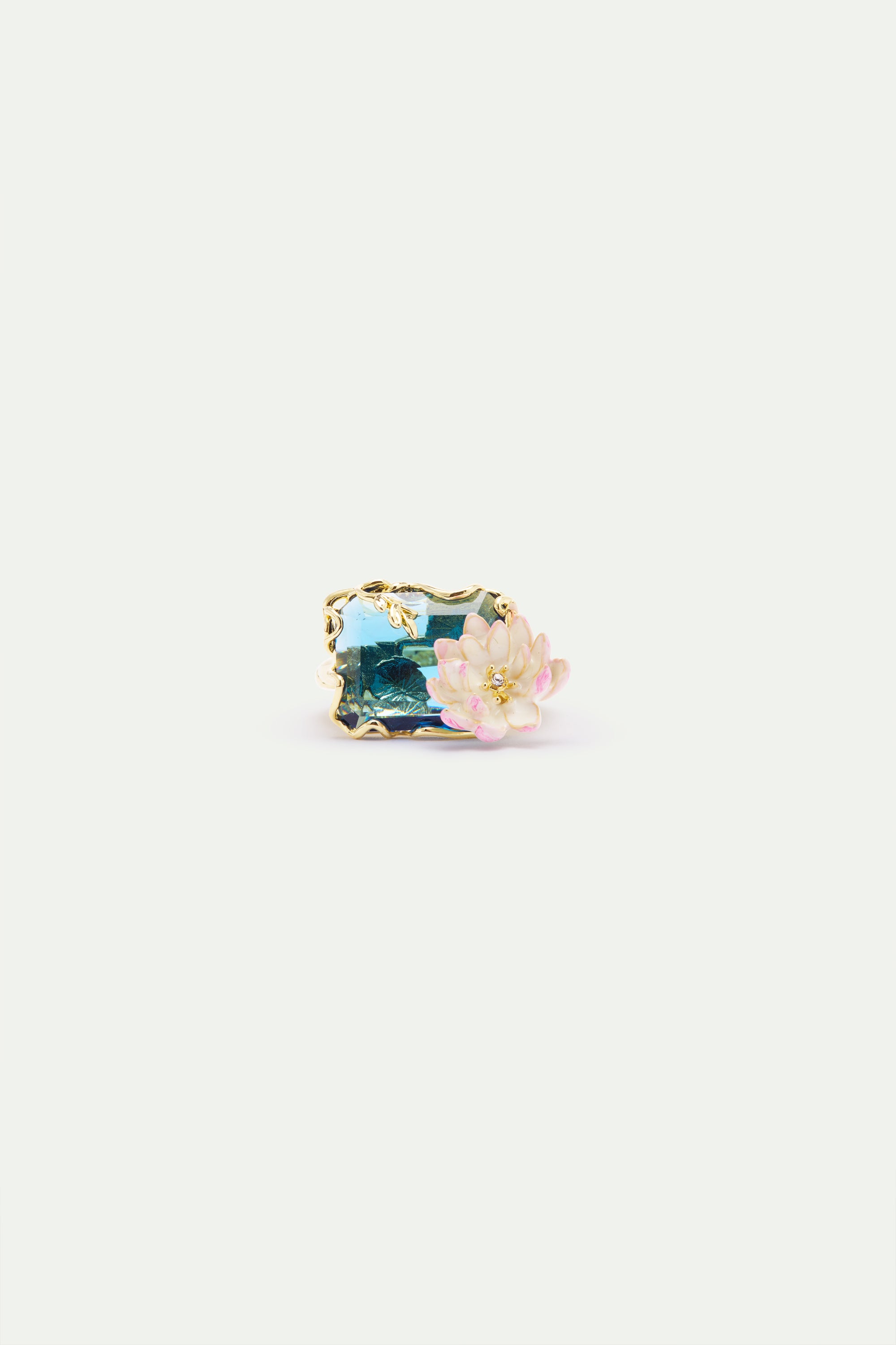 Bague bassin aux nymphéas bleue et rose