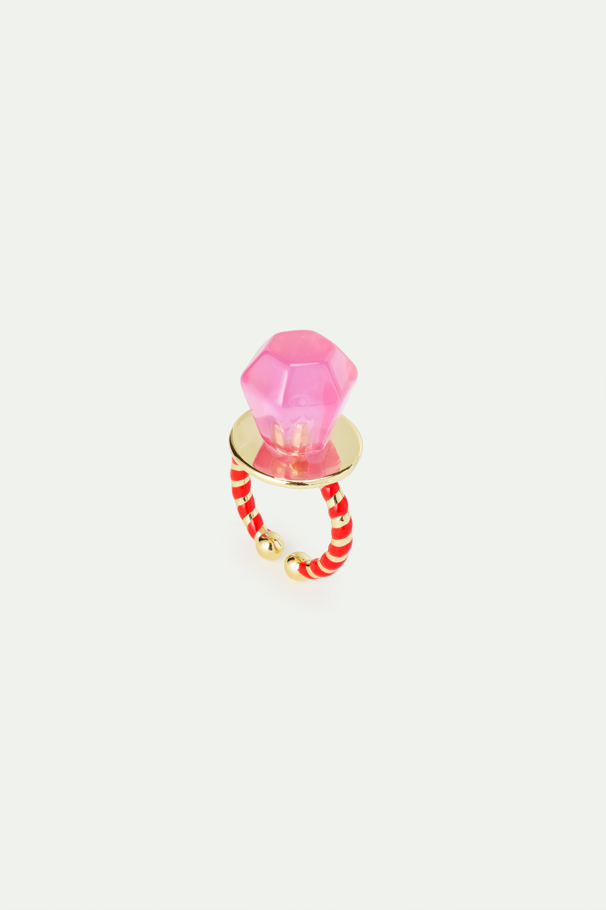Bague ajustable sucette rose