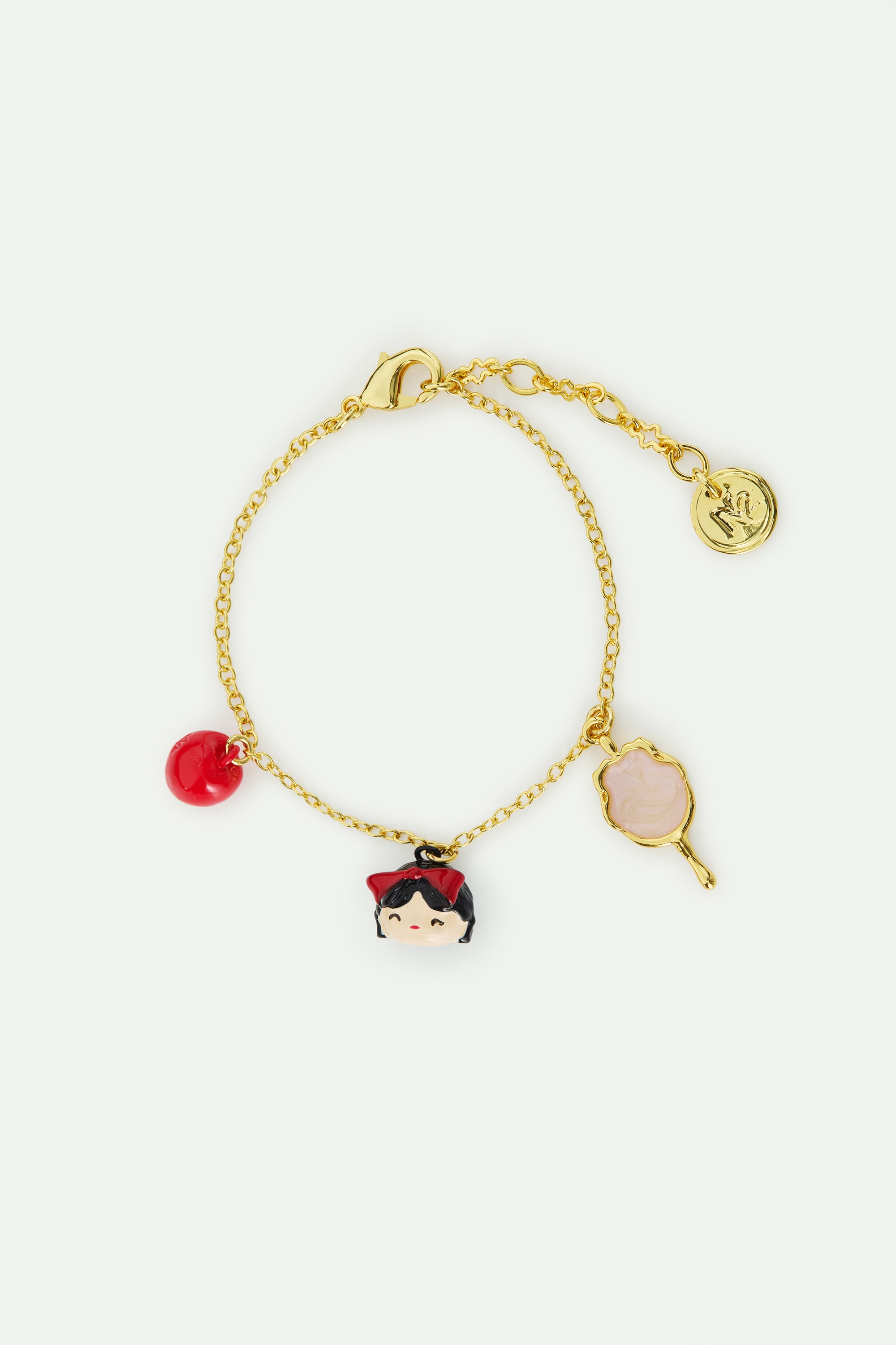 Bracelet fin Blanche-Neige, pomme et miroir