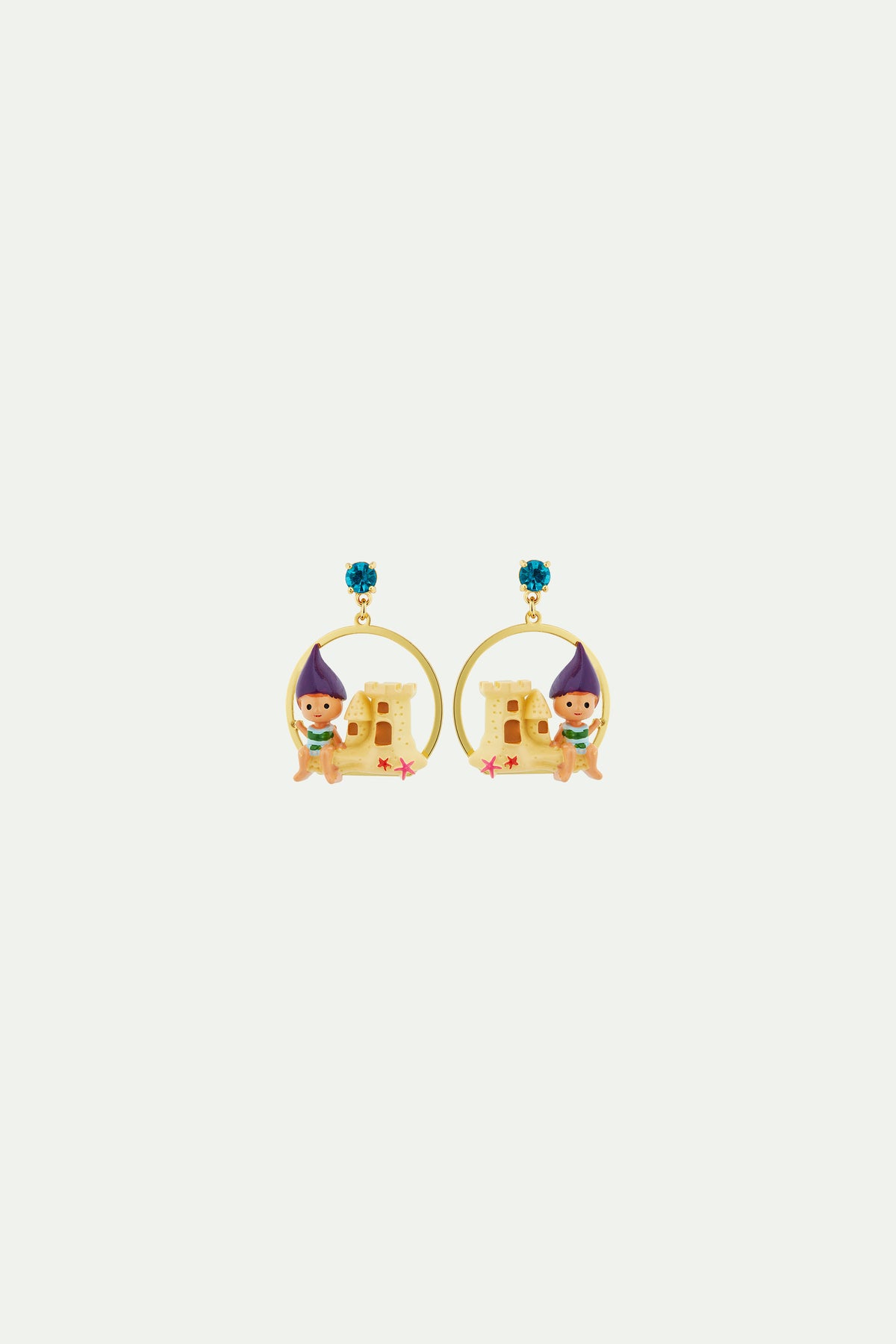 Boucles d'oreilles nain de jardin et château de sable