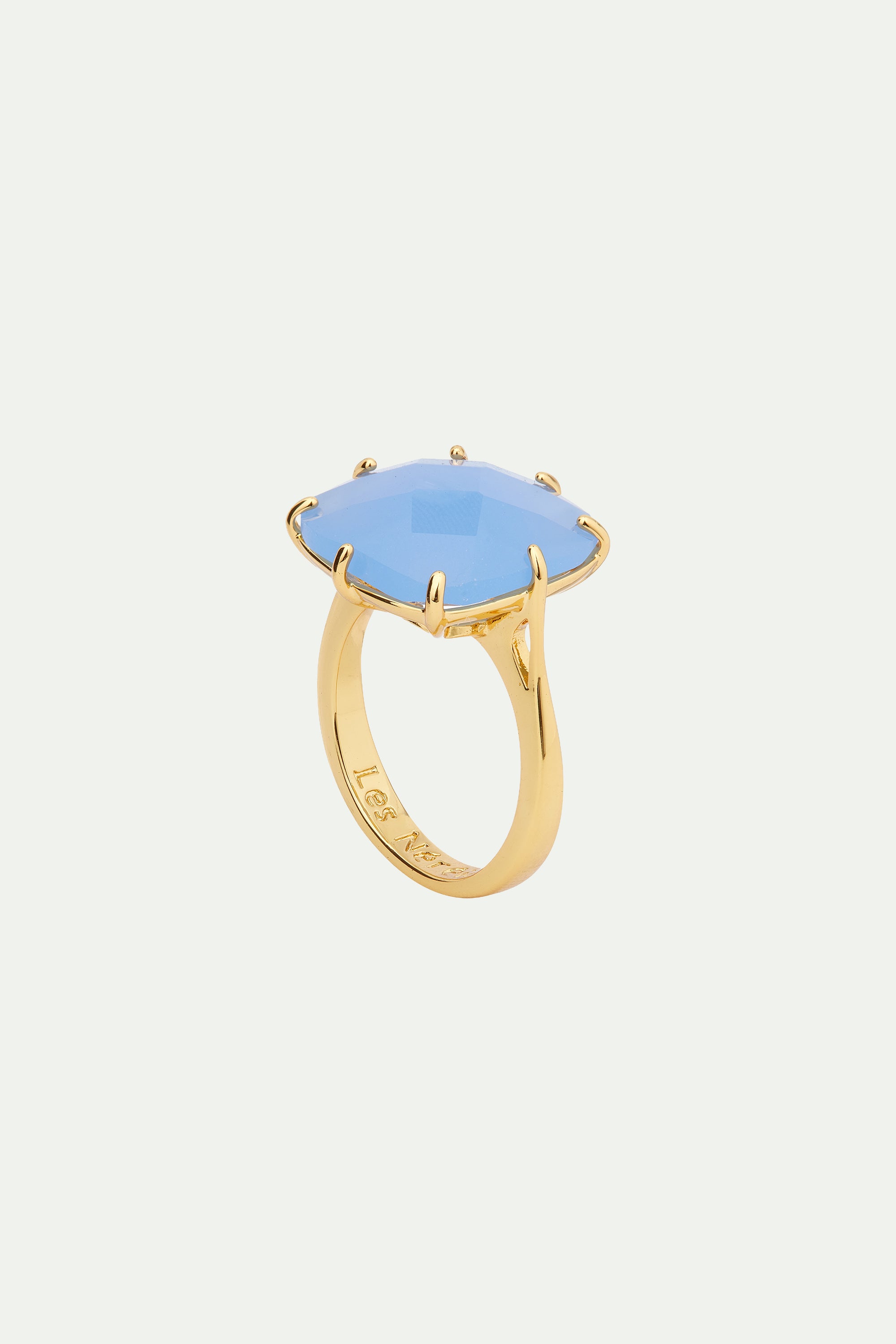 Bague solitaire carrée La Diamantine bleu ciel