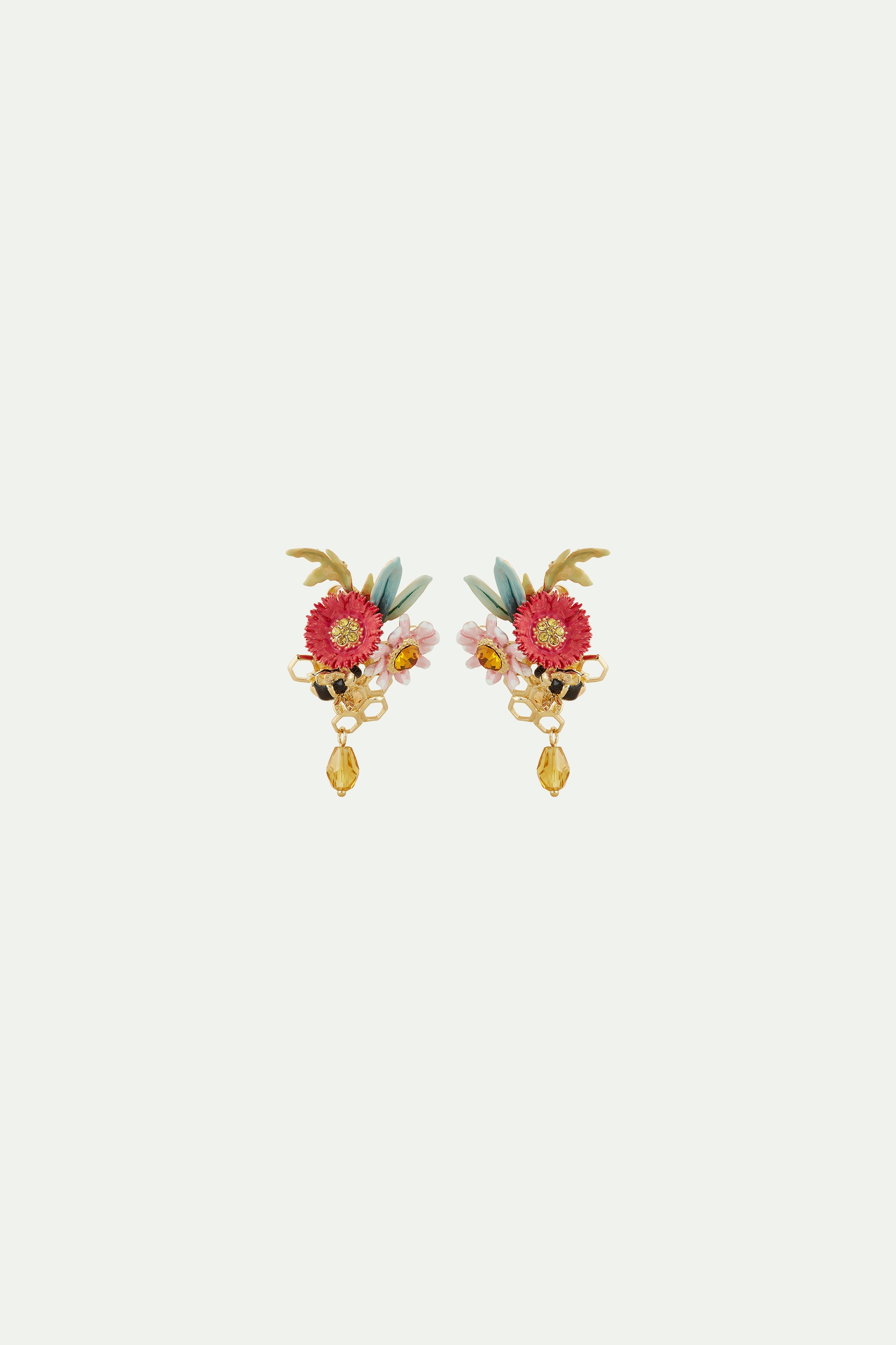 Flowers and honeycomb post earrings