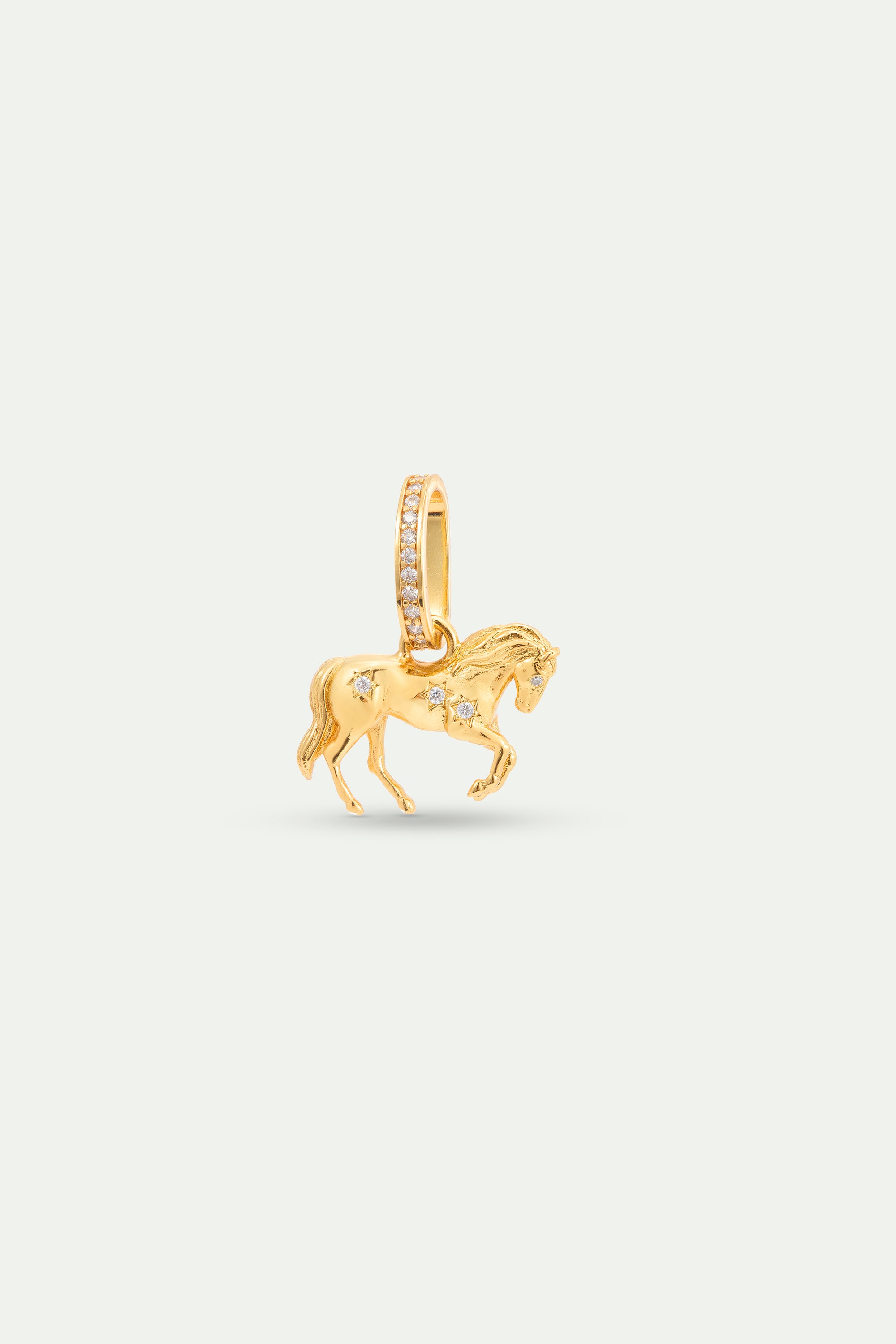 Pendentif Cheval doré et cristaux, Liberté et Élan