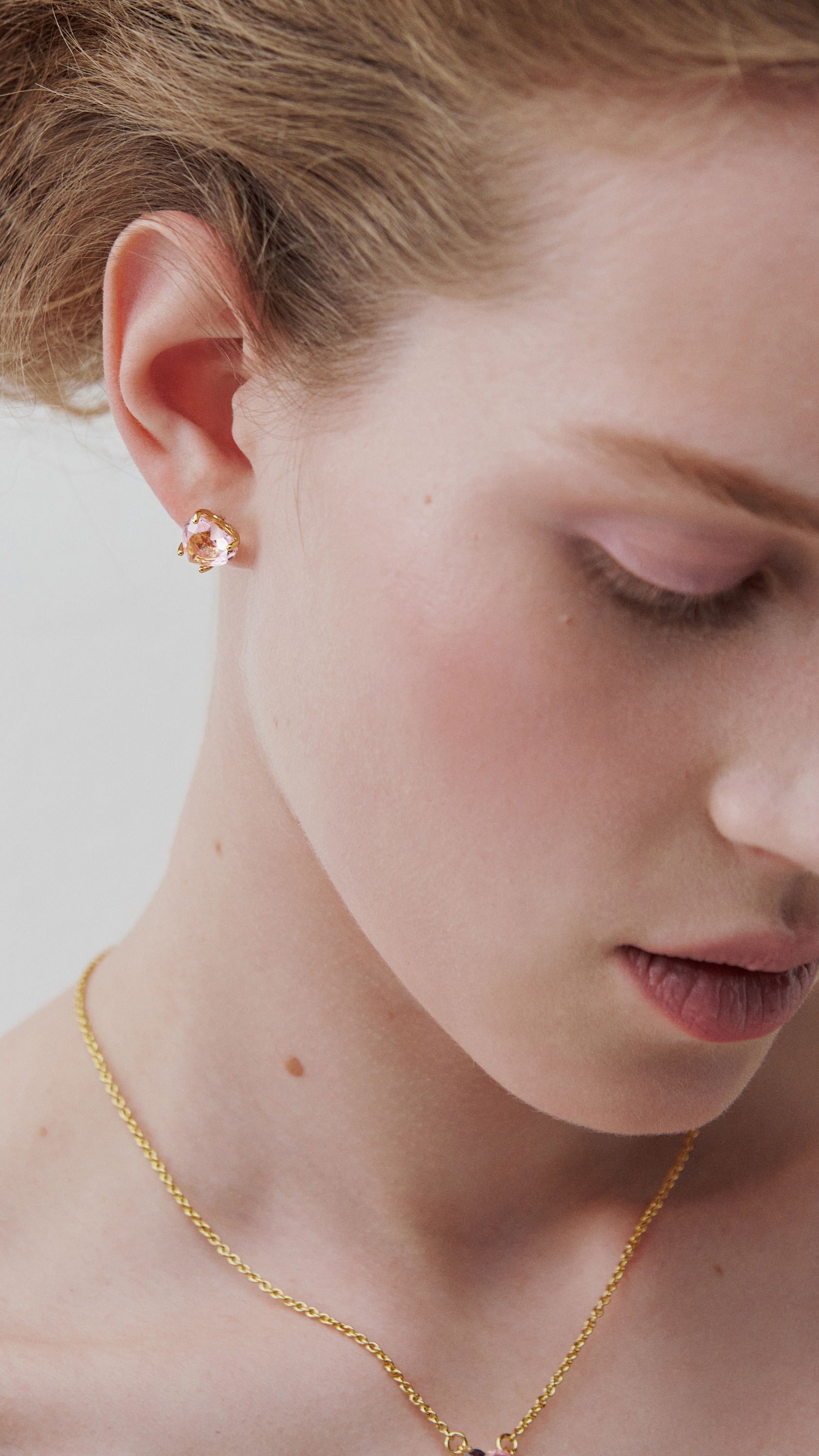 Boucles d'oreilles pierre coeur La Diamantine Rosa Centifolia