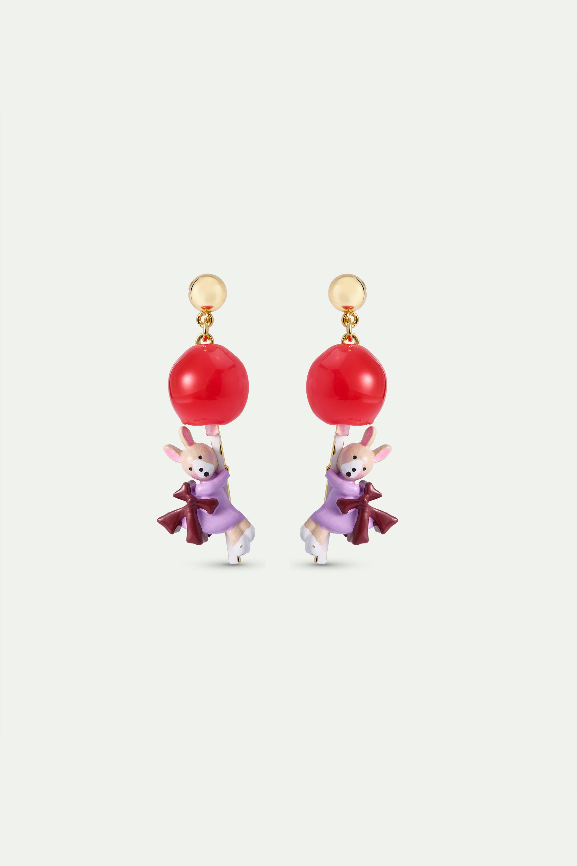 Boucles d'oreilles lapin Gretel et sucette rouge
