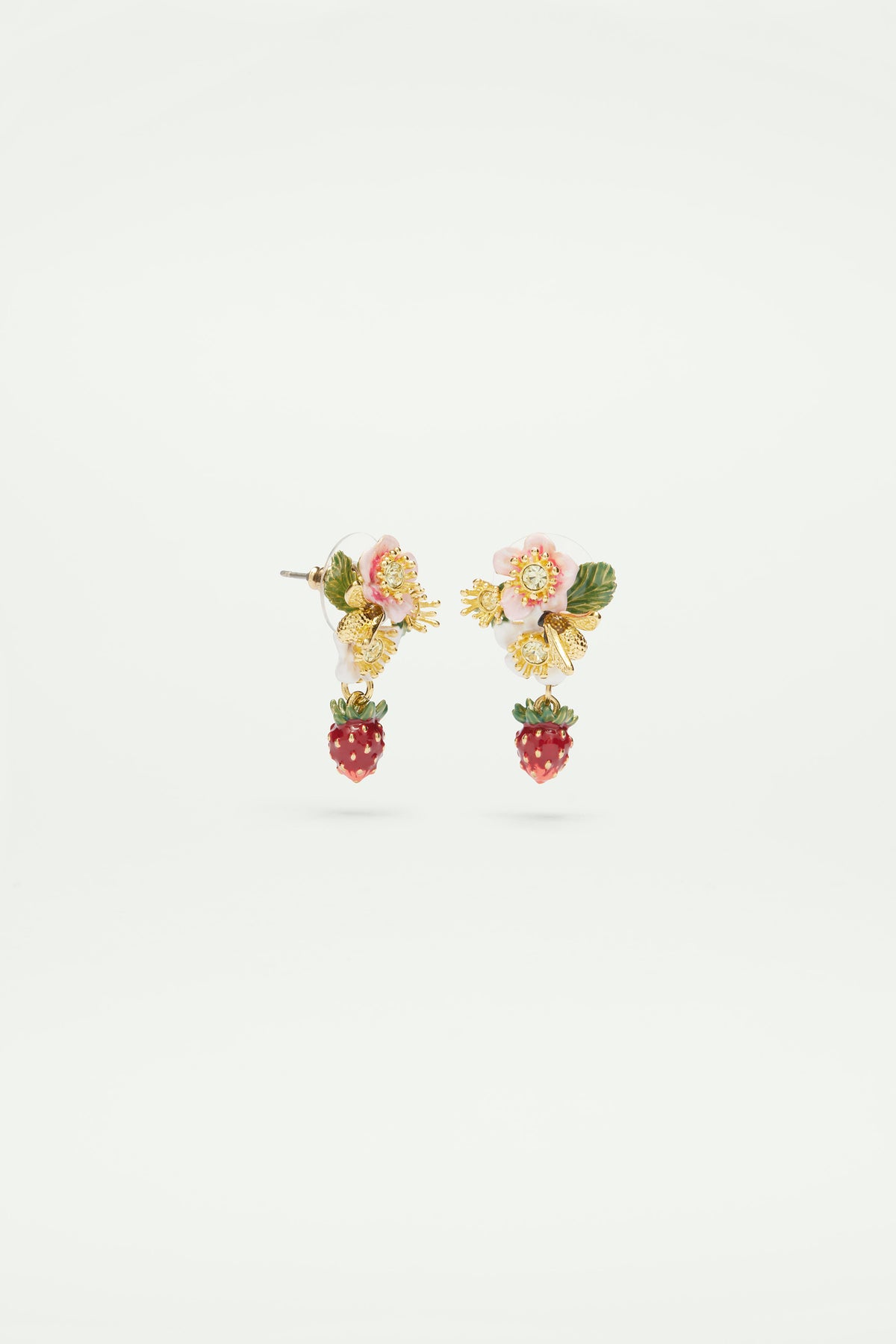 Wild strawberry and strawberry flower earrings