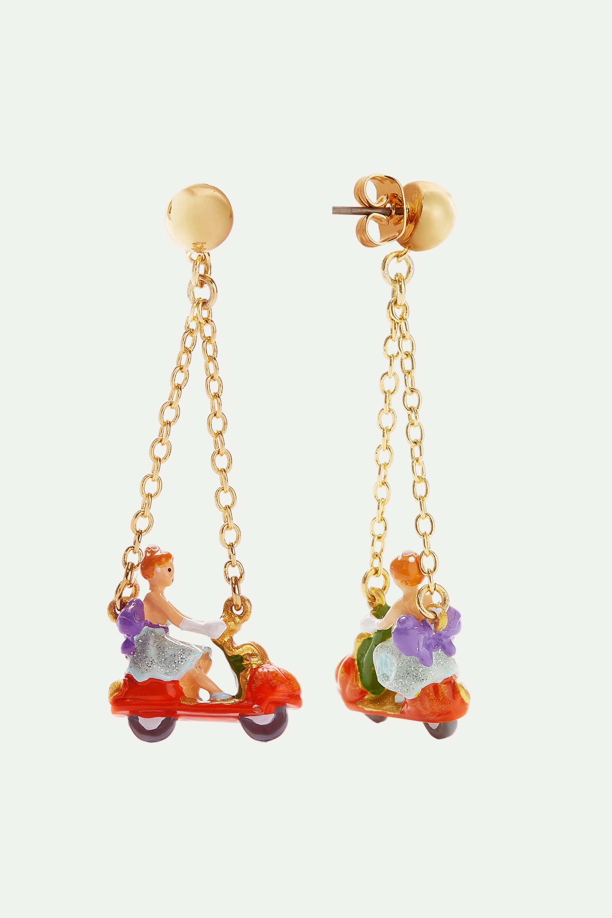 BOUCLES D'OREILLES CLIPS CENDRILLON ET SCOOTER-CITROUILLE