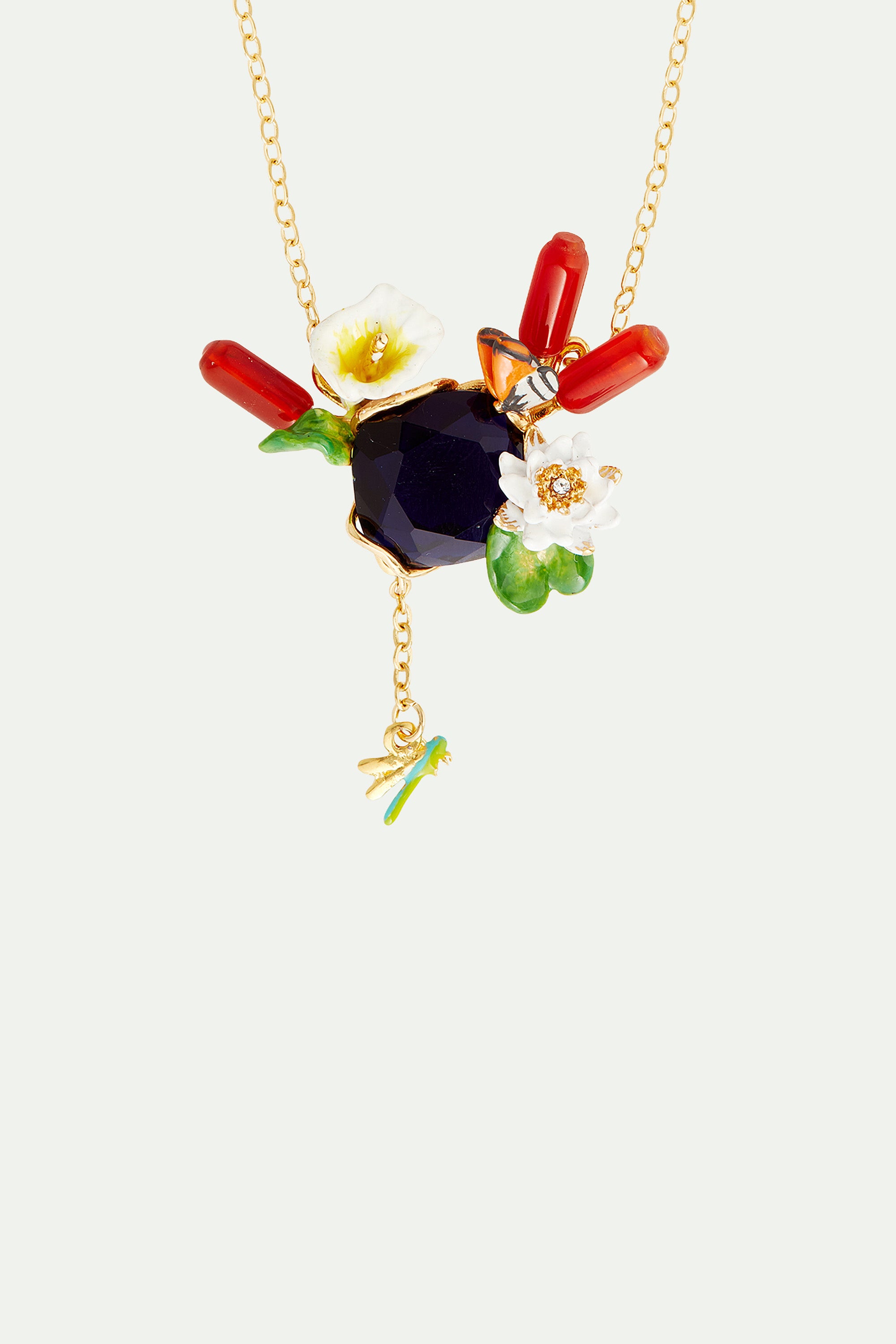 Giverny water garden and blue stone statement necklace