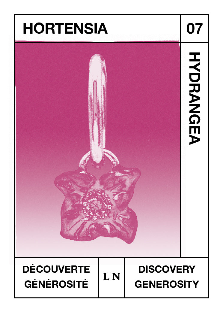 Pendentif Hortensia, Découverte et Générosité - Juillet