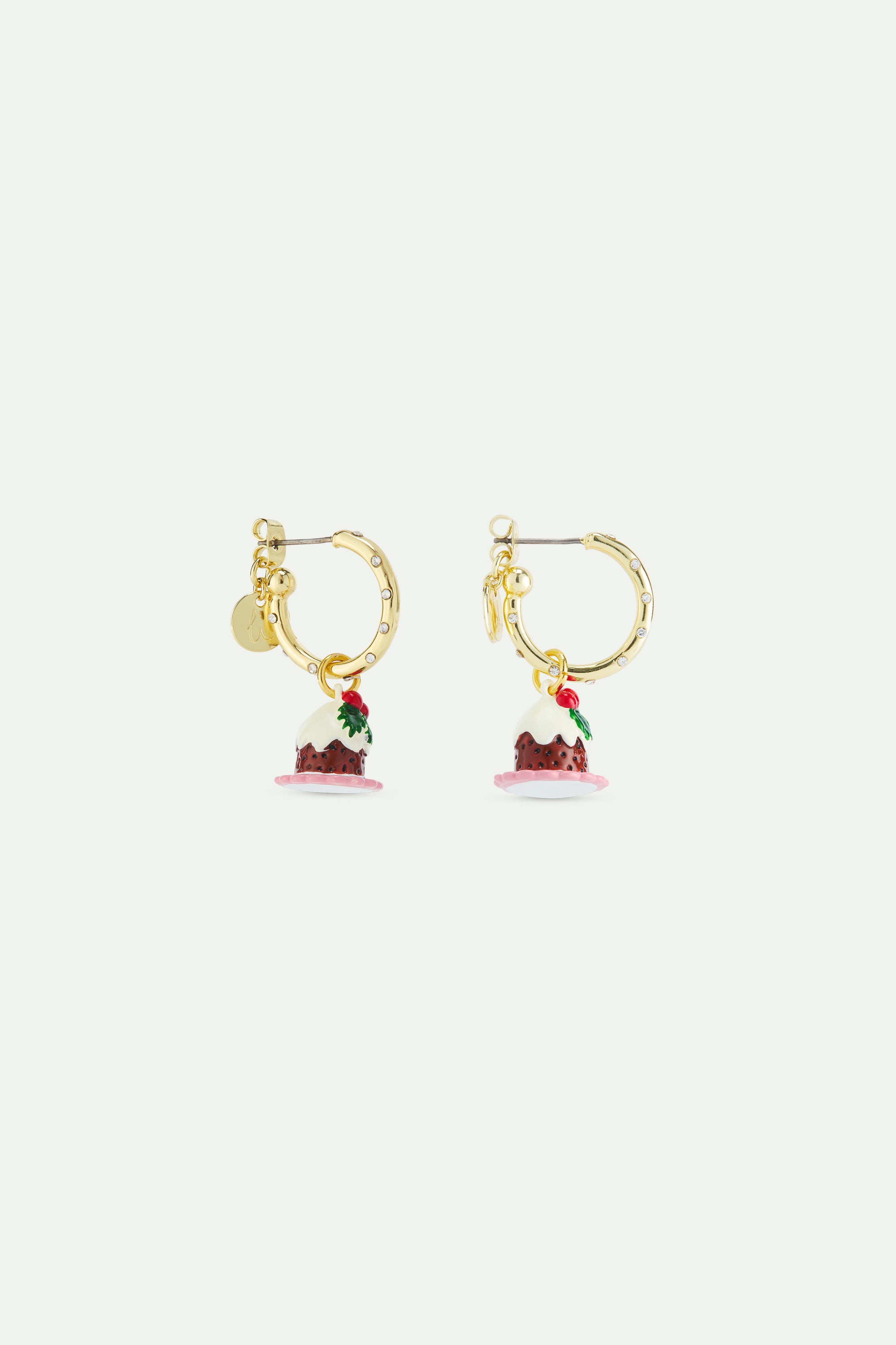 Boucles d'oreilles créoles strass blancs et charm's pudding