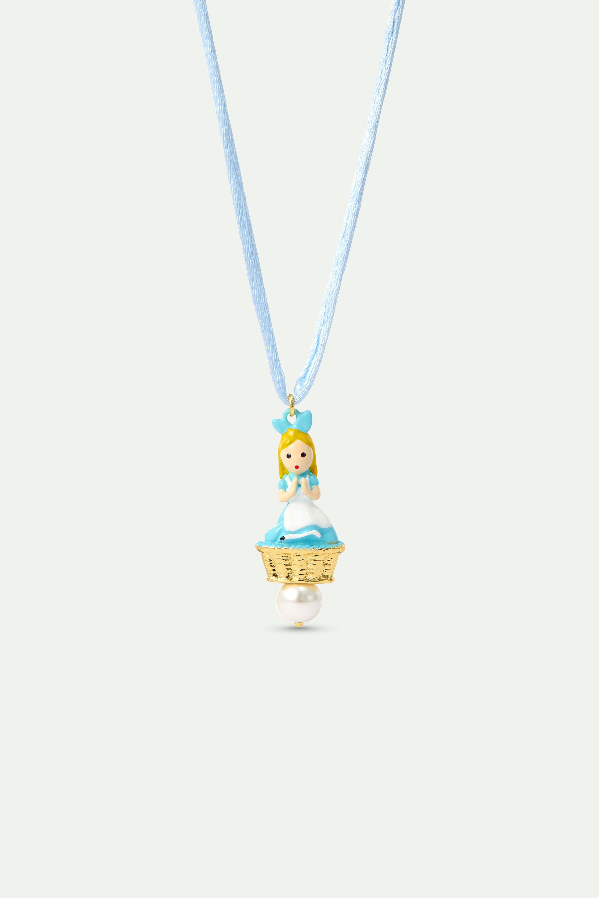 Collier pendentif bleu Alice et perle fantaisie