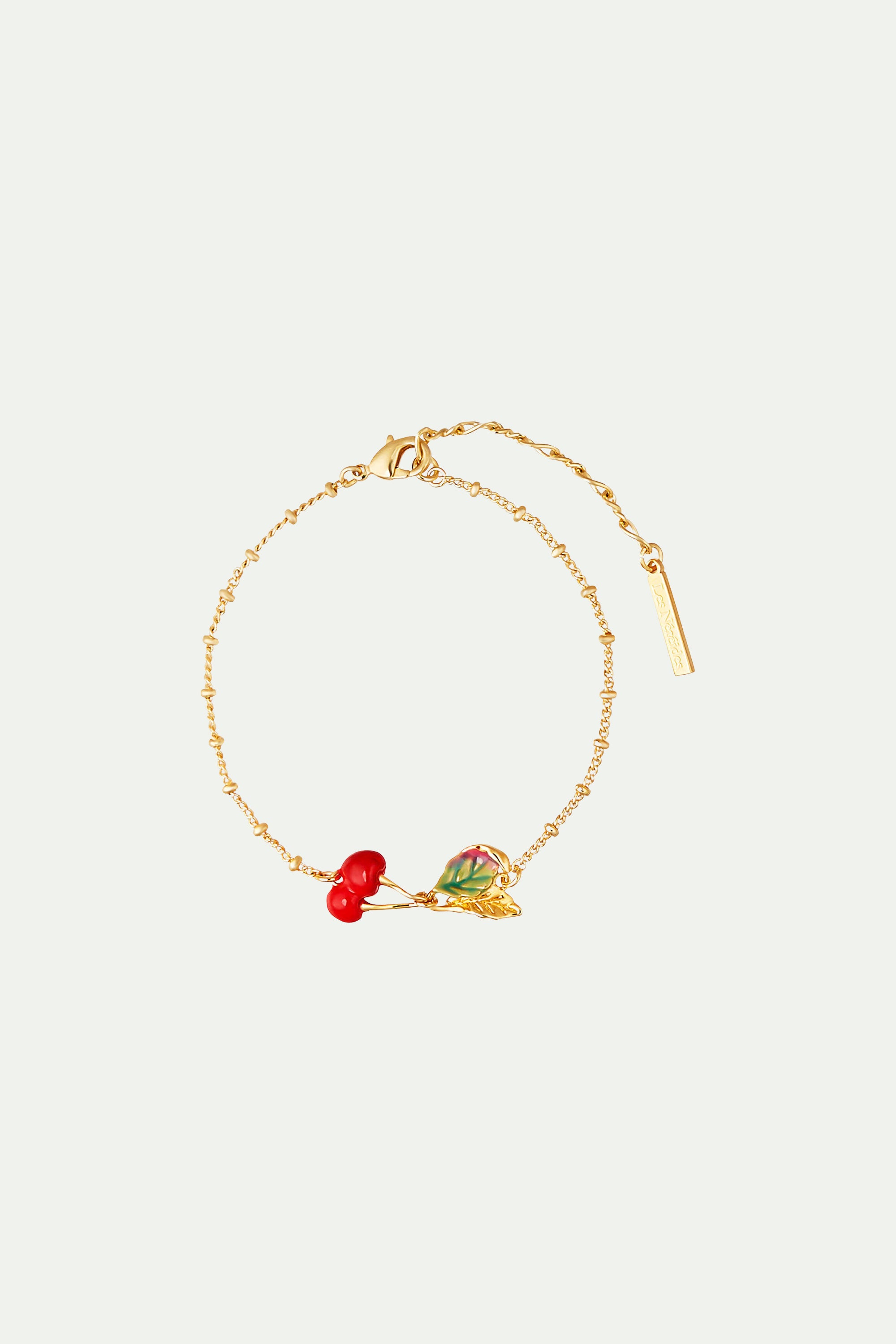 Bracelet fin cerises et feuilles