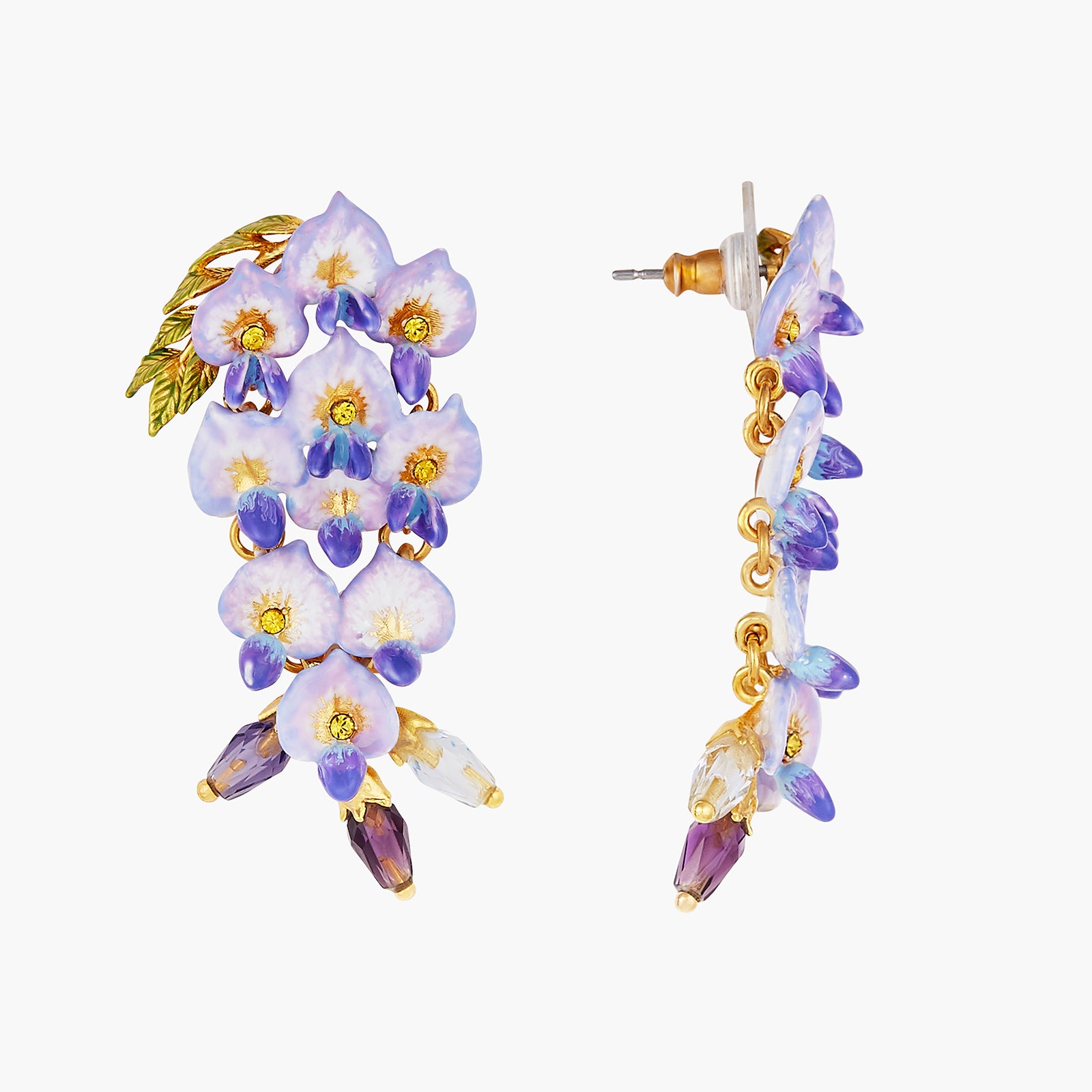 Wisteria Flower Dangling Clip-on Earrings