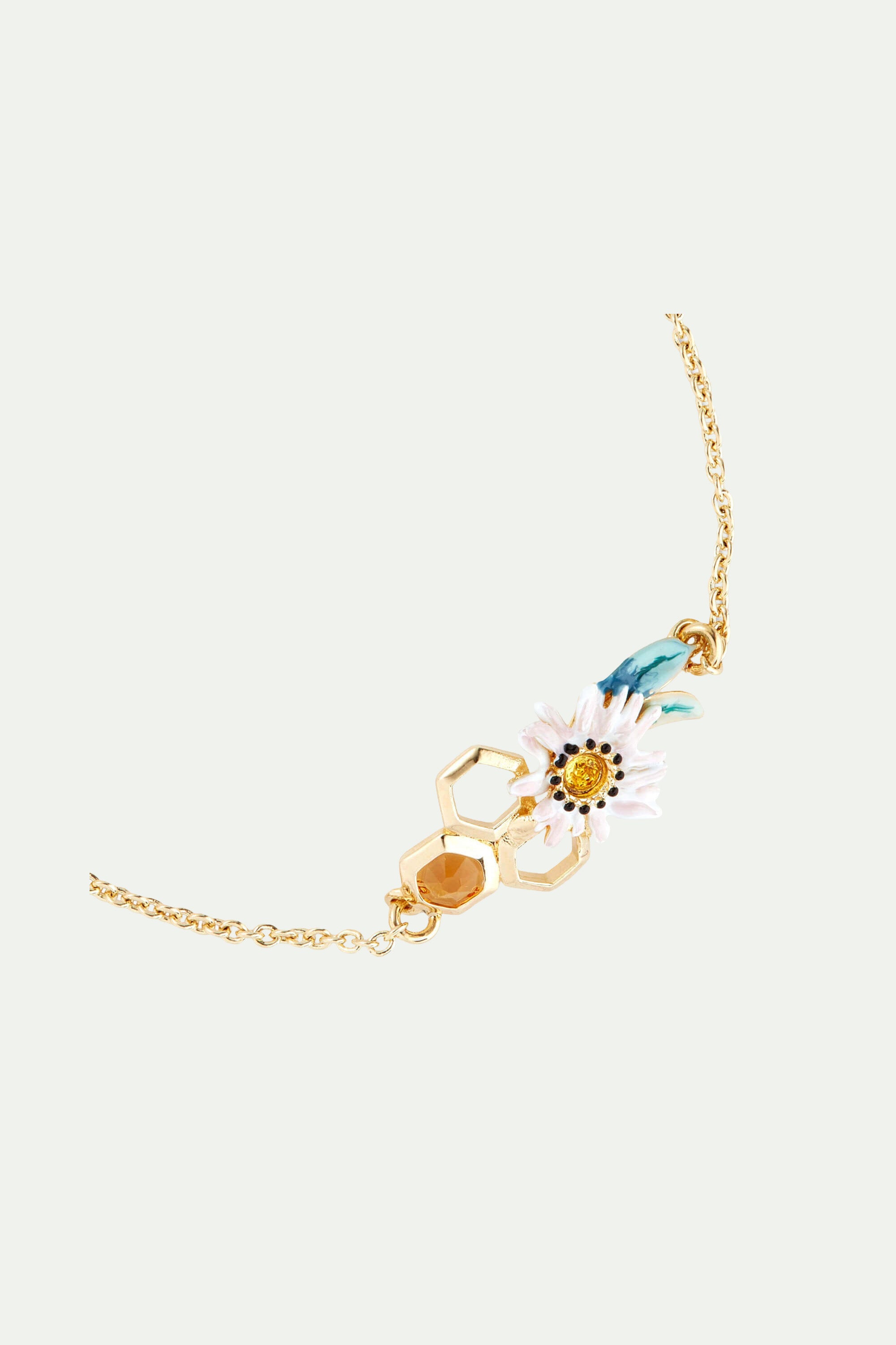 Bracelet fin marguerite et alvéoles de miel