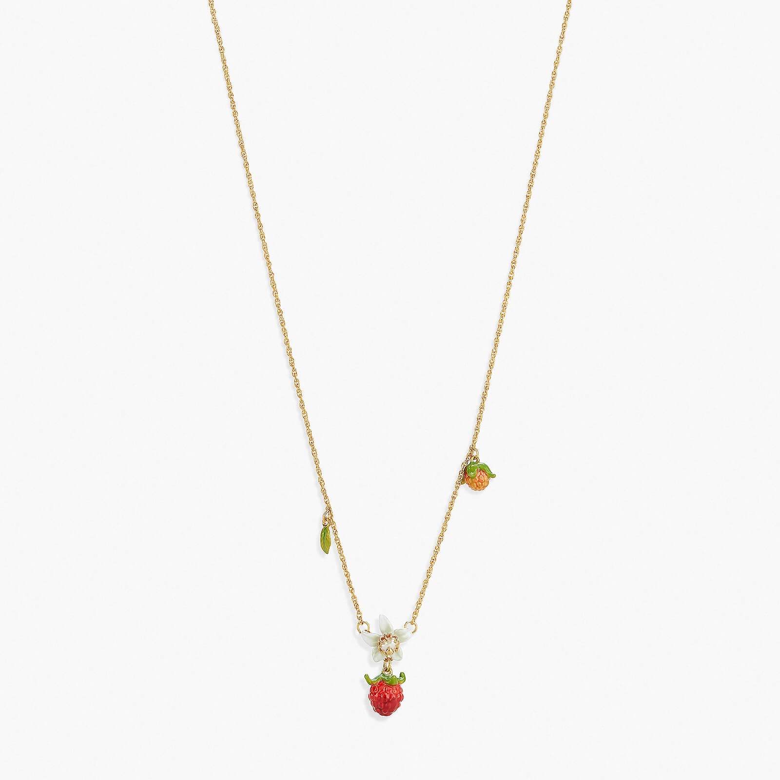 Collier pendentif fleur et framboises