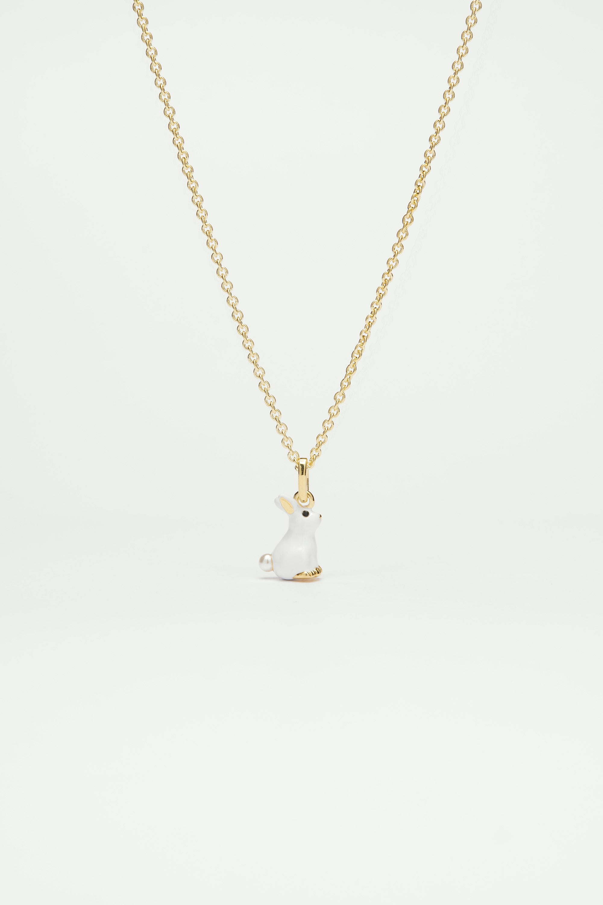 Rabbit and Pearl Pendant Necklace - Main Image