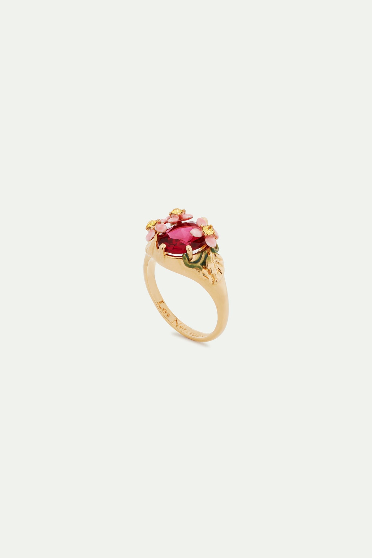 Bague Fantaisie Cristaux Multicolores Sur Fleur Métal Doré - Occasion