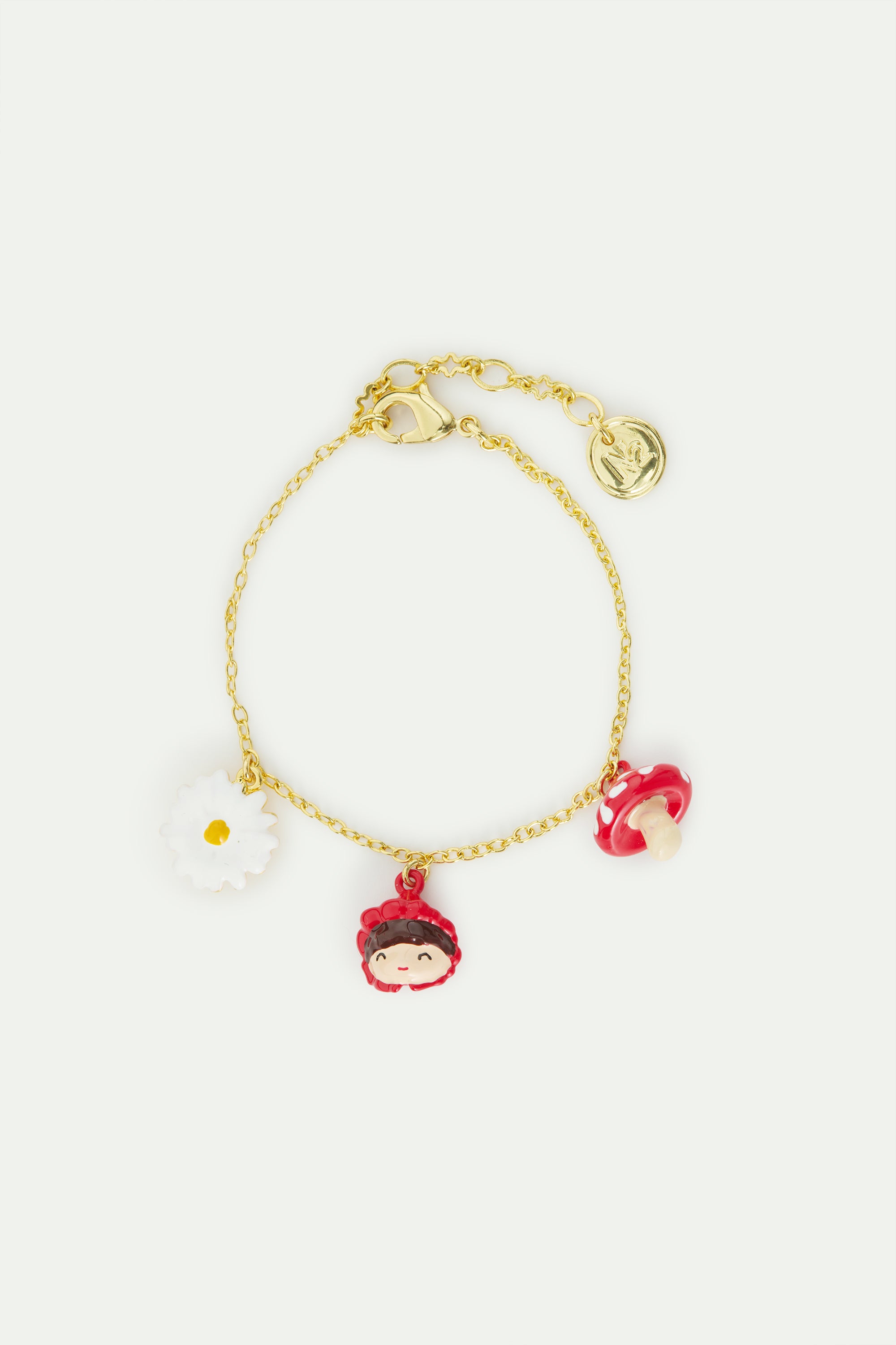Fine bracelet featuring Little Red Riding Hood, daisy and mushroom