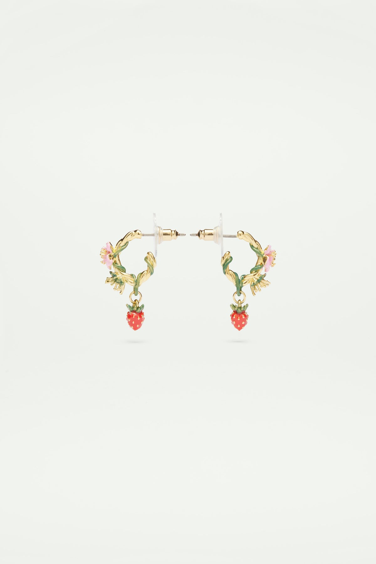 Wild strawberry post hoop earrings