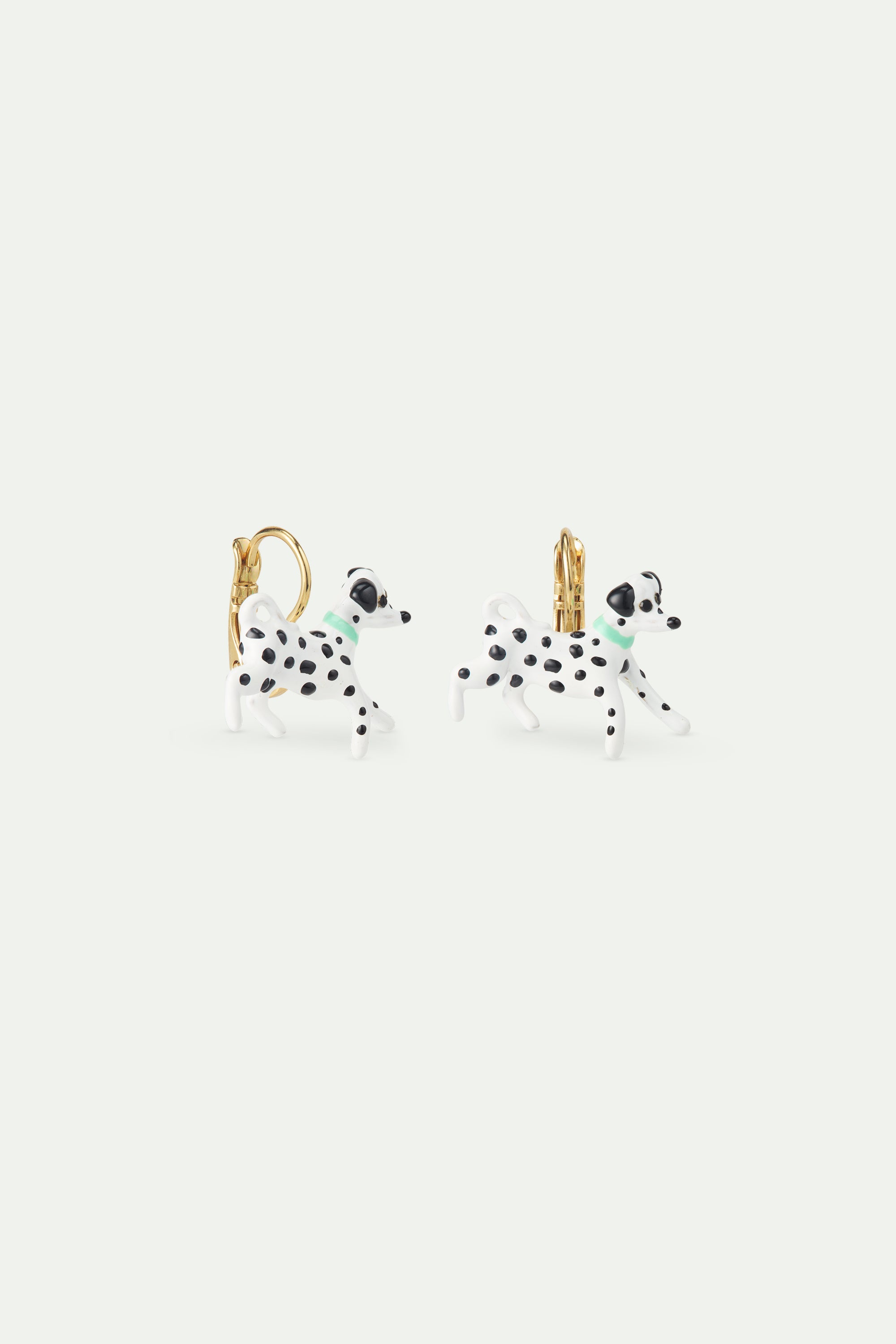 Boucles d'oreilles dormeuses dalmatien noir et blanc