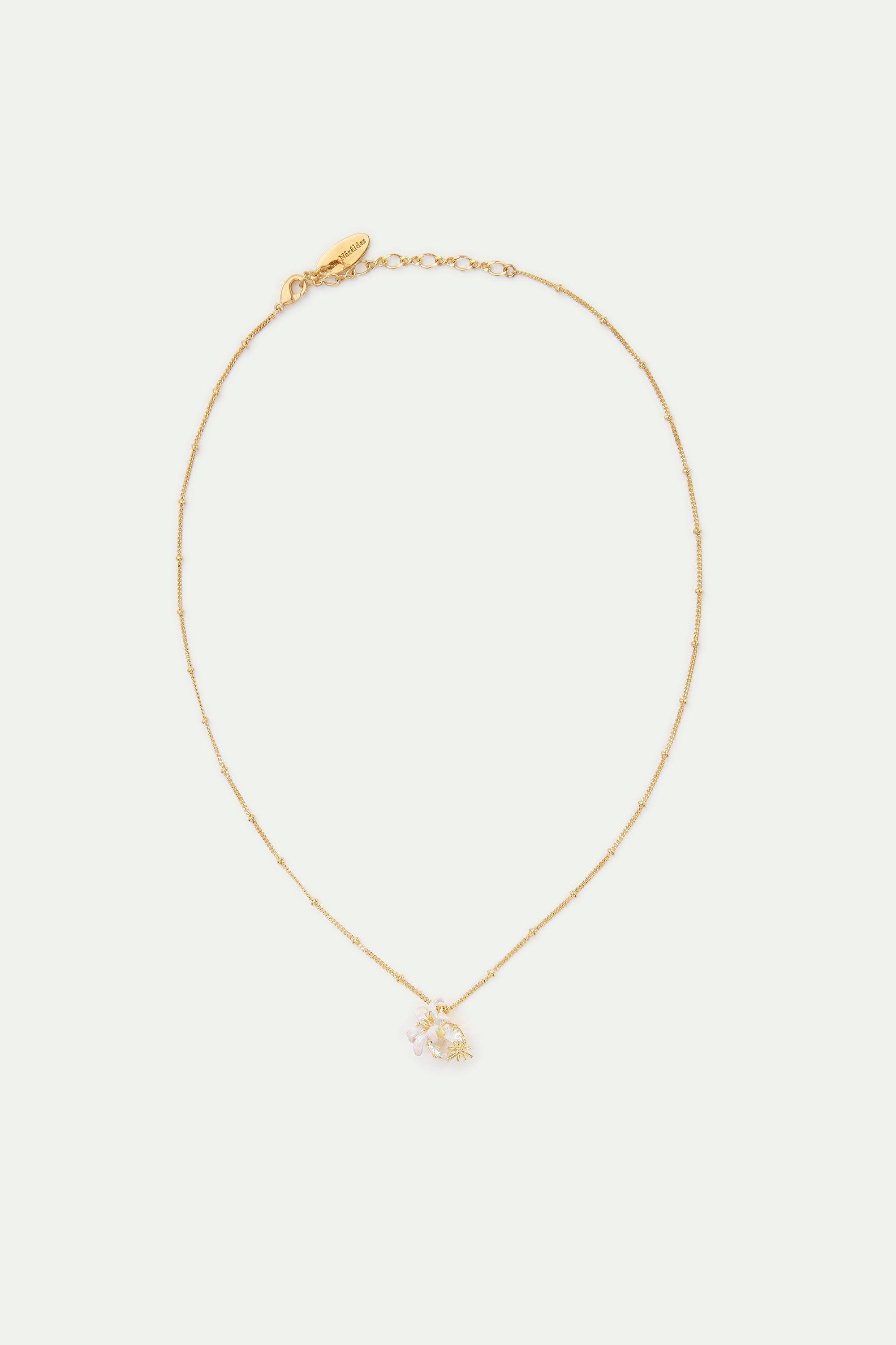 Collier pendentif Fleur de Lys et pierre facettée