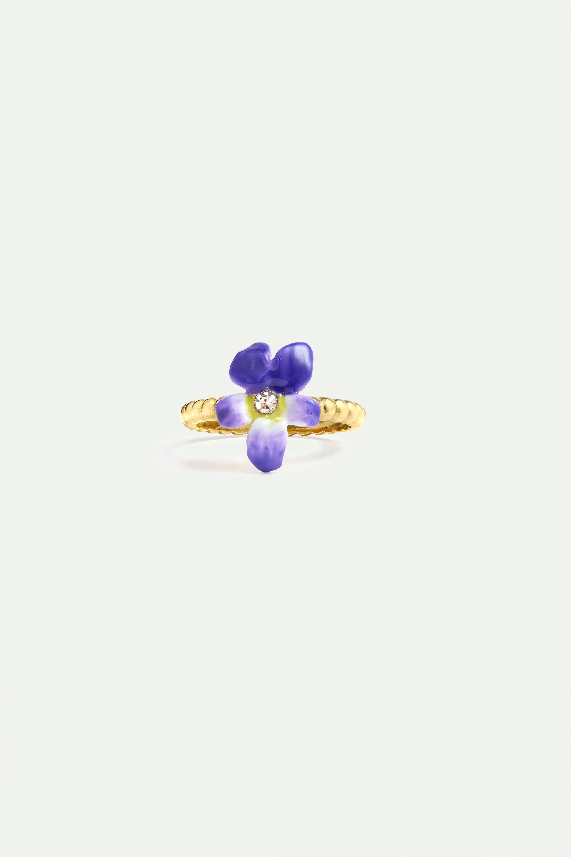 Bague petite violette et cristal facetté