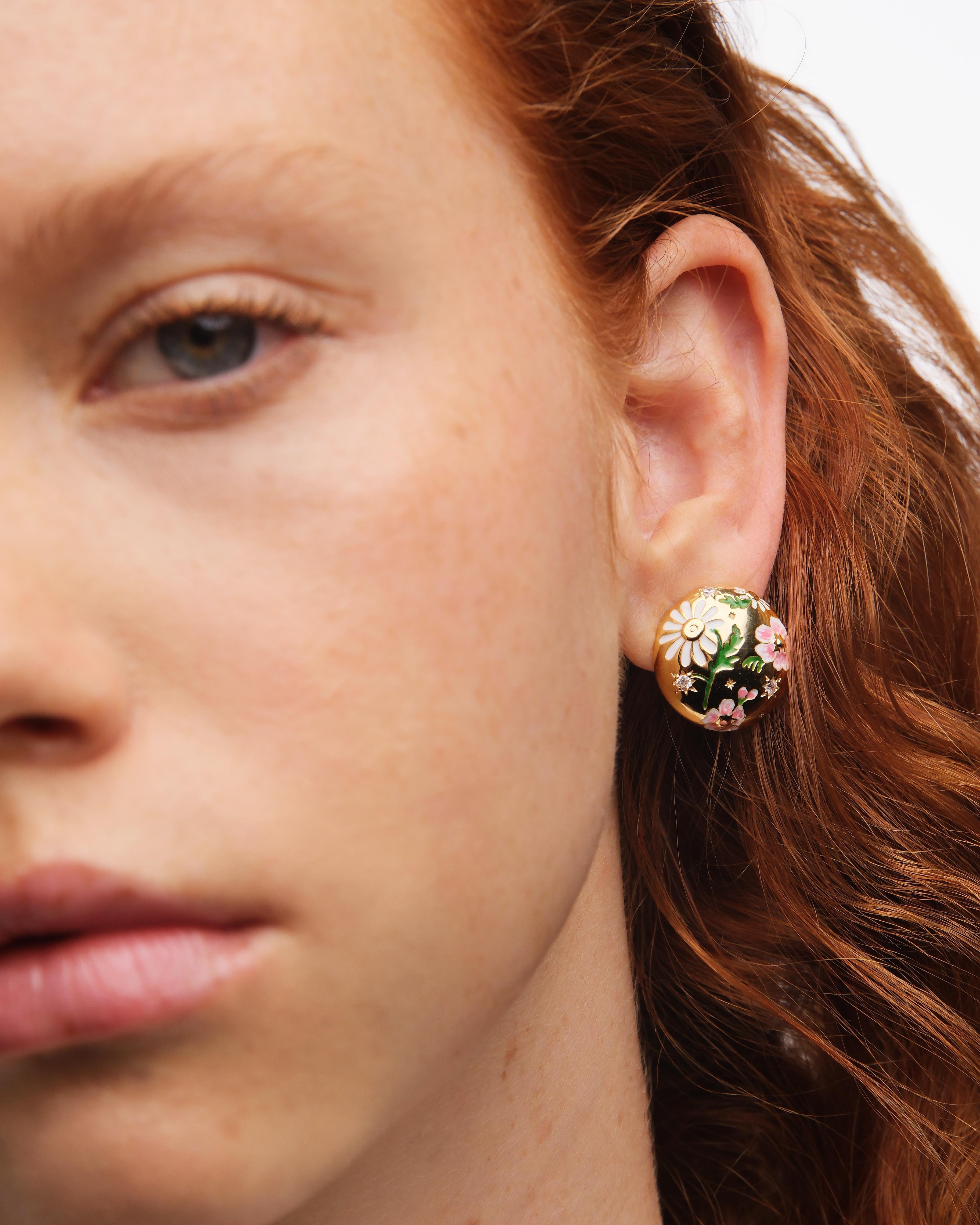 Boucles d'oreilles fleurs de marguerites et pensées