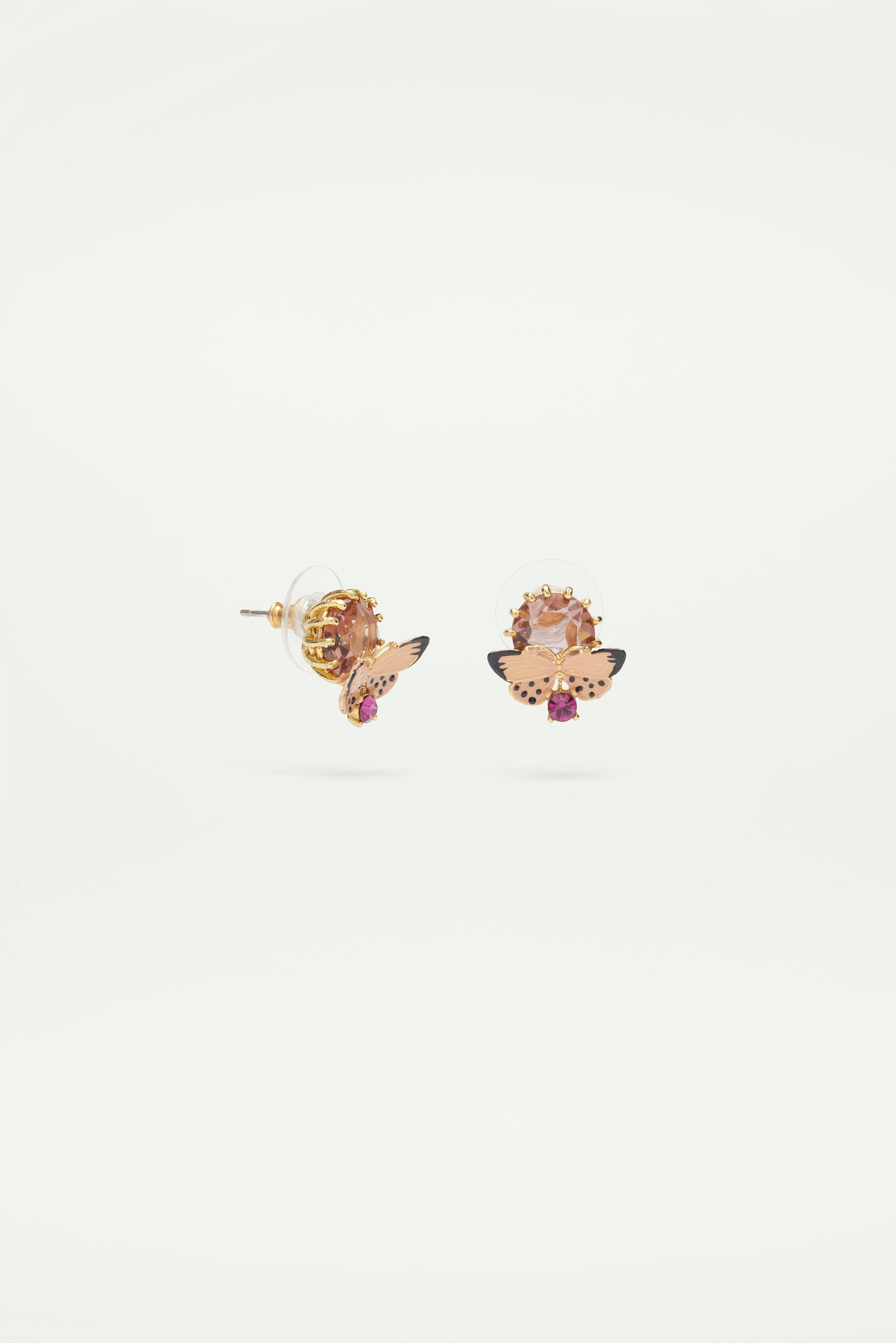 Boucles d'oreilles papillon et pierres rondes
