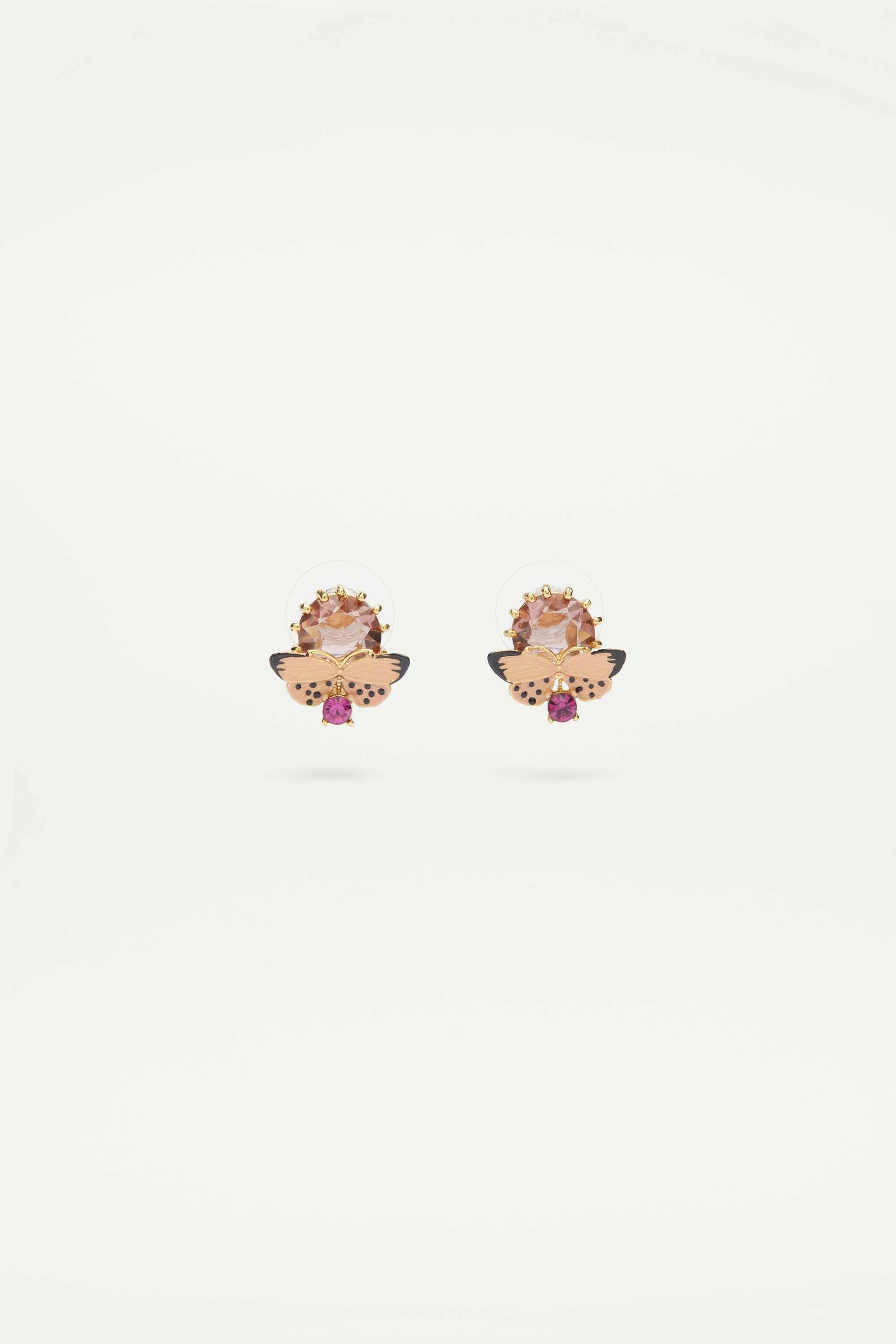 Boucles d'oreilles papillon et pierres rondes