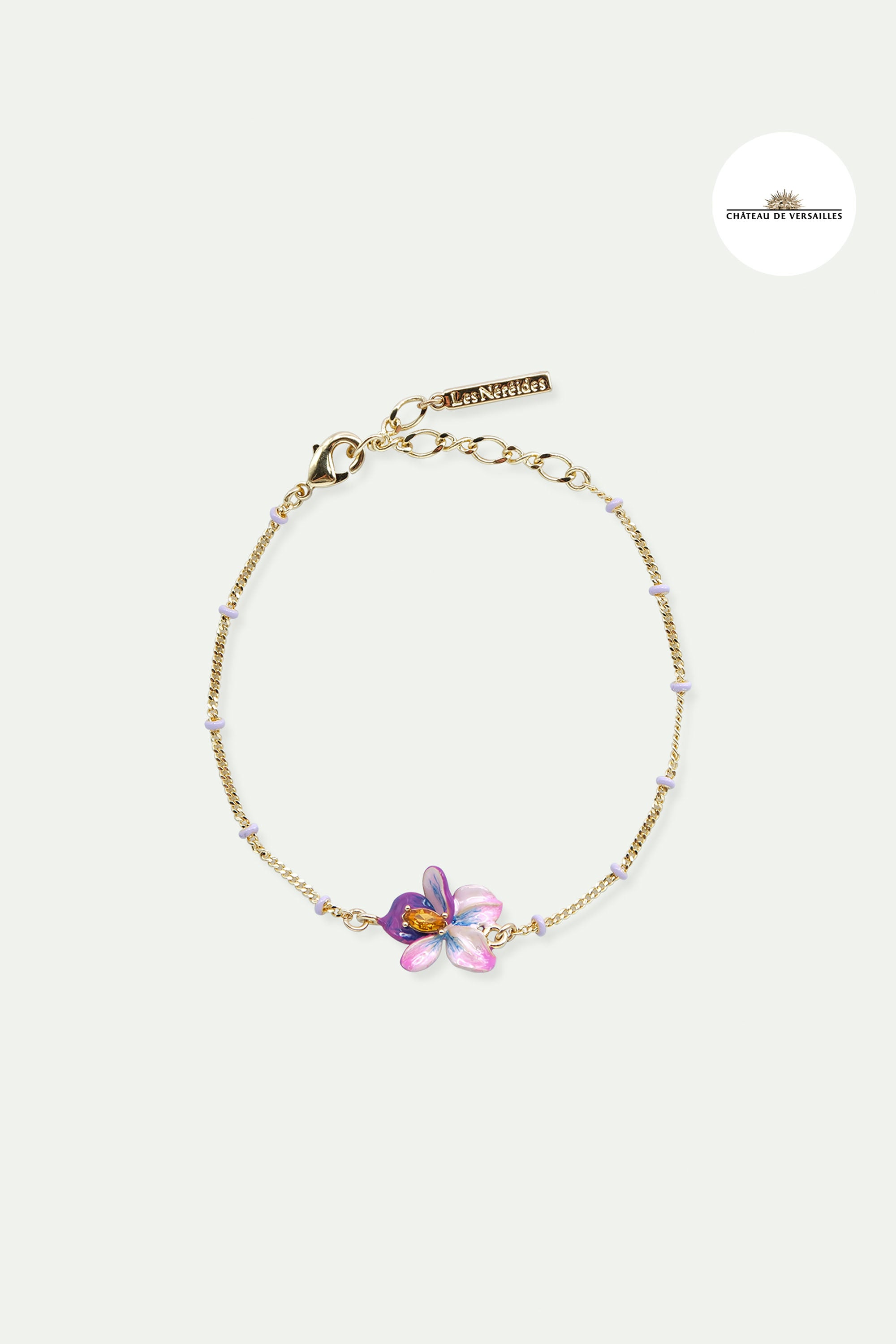 Violet flower beaded fine bracelet