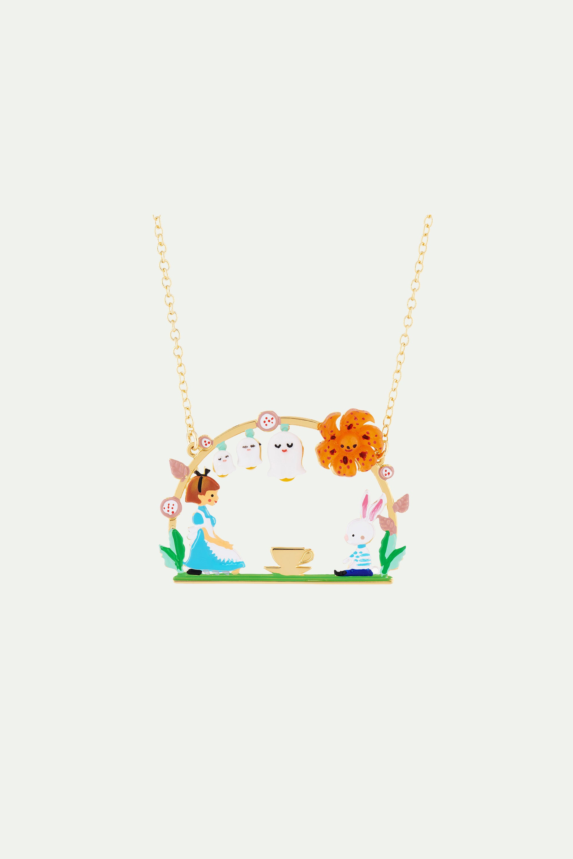 Collier pendentif teatime alice et lapin blanc
