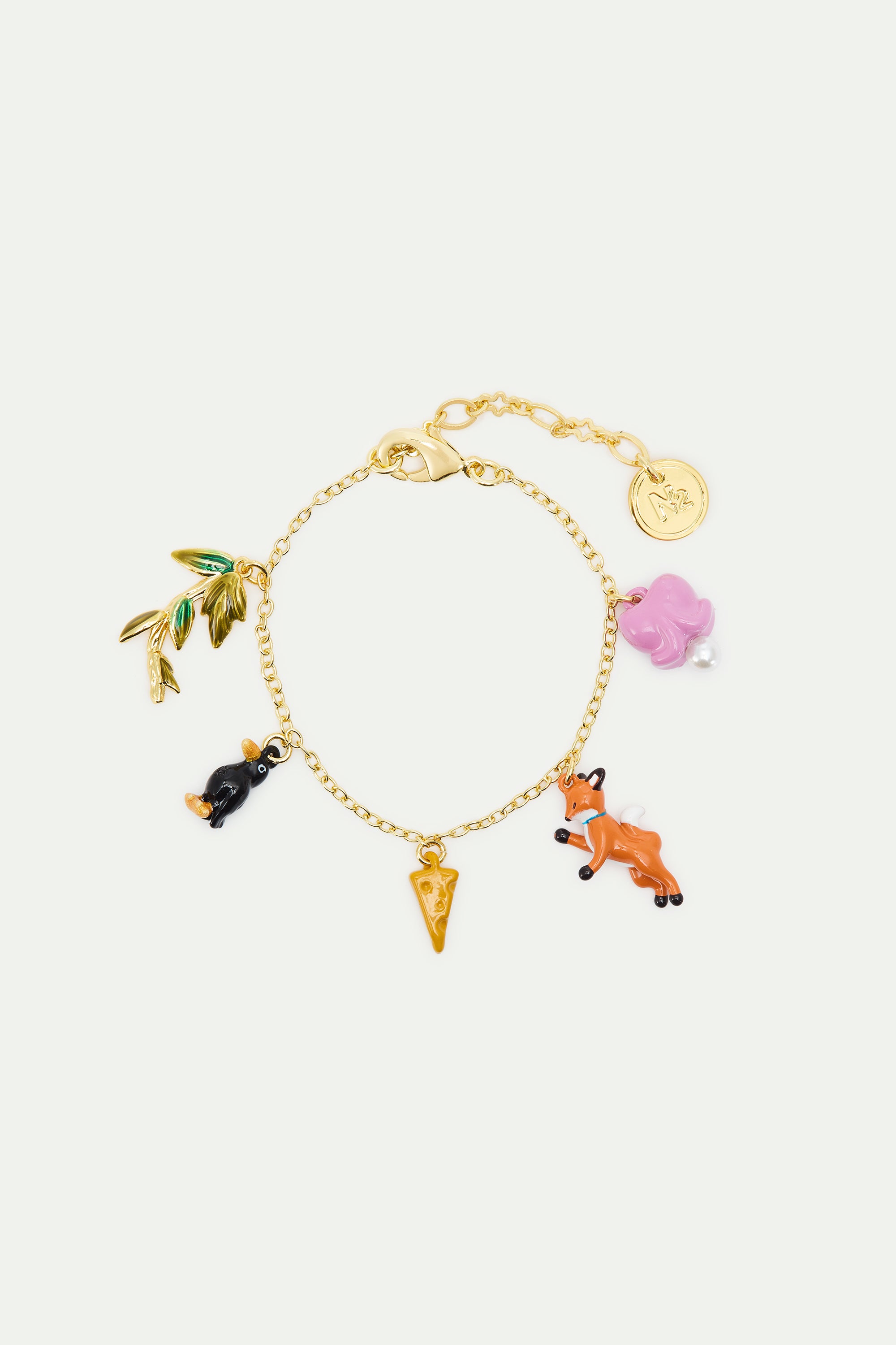 Bracelet fin charm's Le Corbeau et le Renard