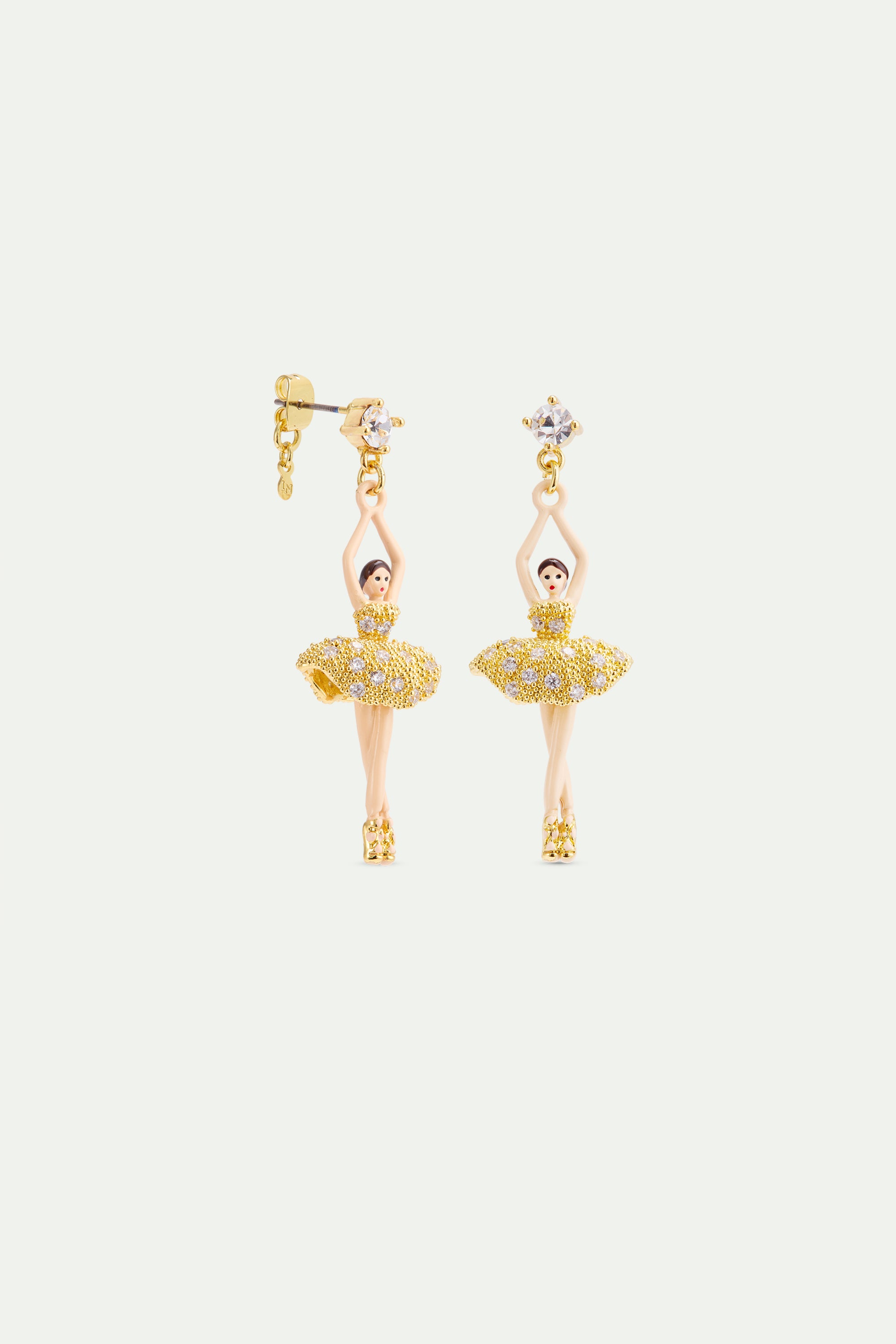 Pendientes Ballerina con perlas doradas y cristales