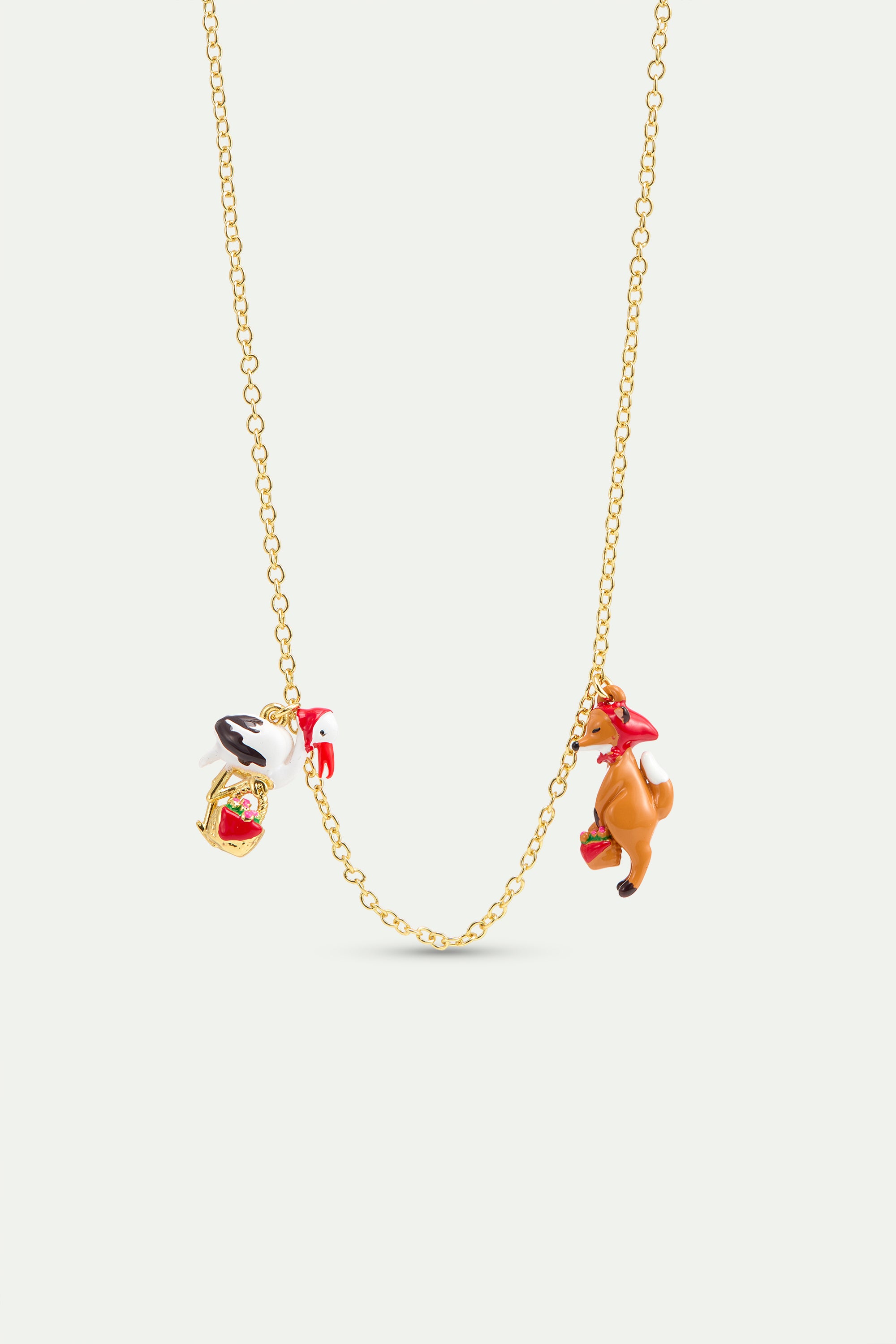 Collier fin le Renard et la Cigogne